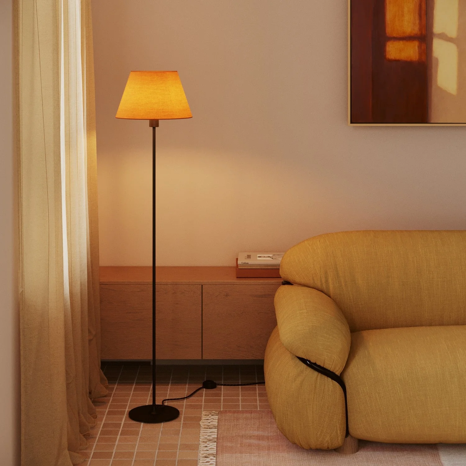 Impero Lampshade M in fabric for floor lamp with E27 fitting - Made in Italy - Teletta Mandarin - Image 2