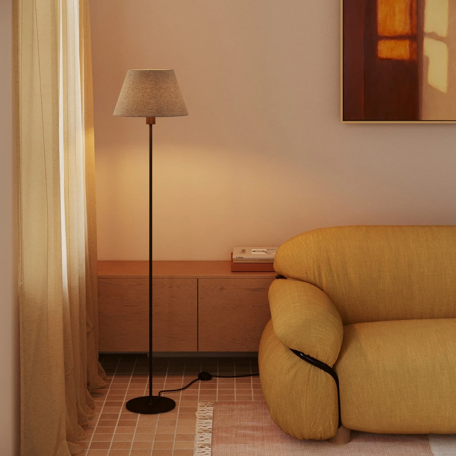 Impero M lampshade in fabric for floor lamp with E27 fitting - Made in Italy - Light Gray Wool - Image 2