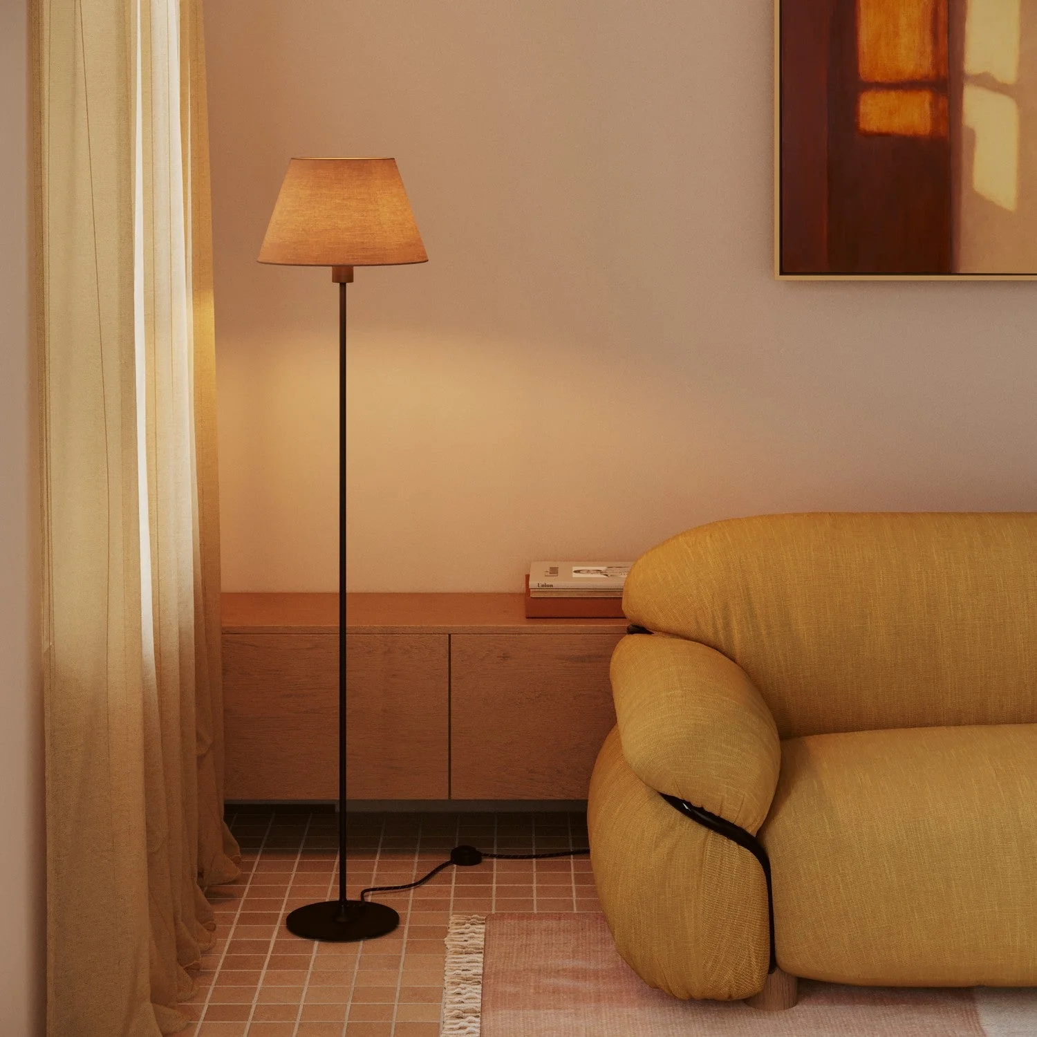 Lampshade Impero M in fabric for floor lamp with E27 fitting - Made in Italy - Arenal Ash - Image 2