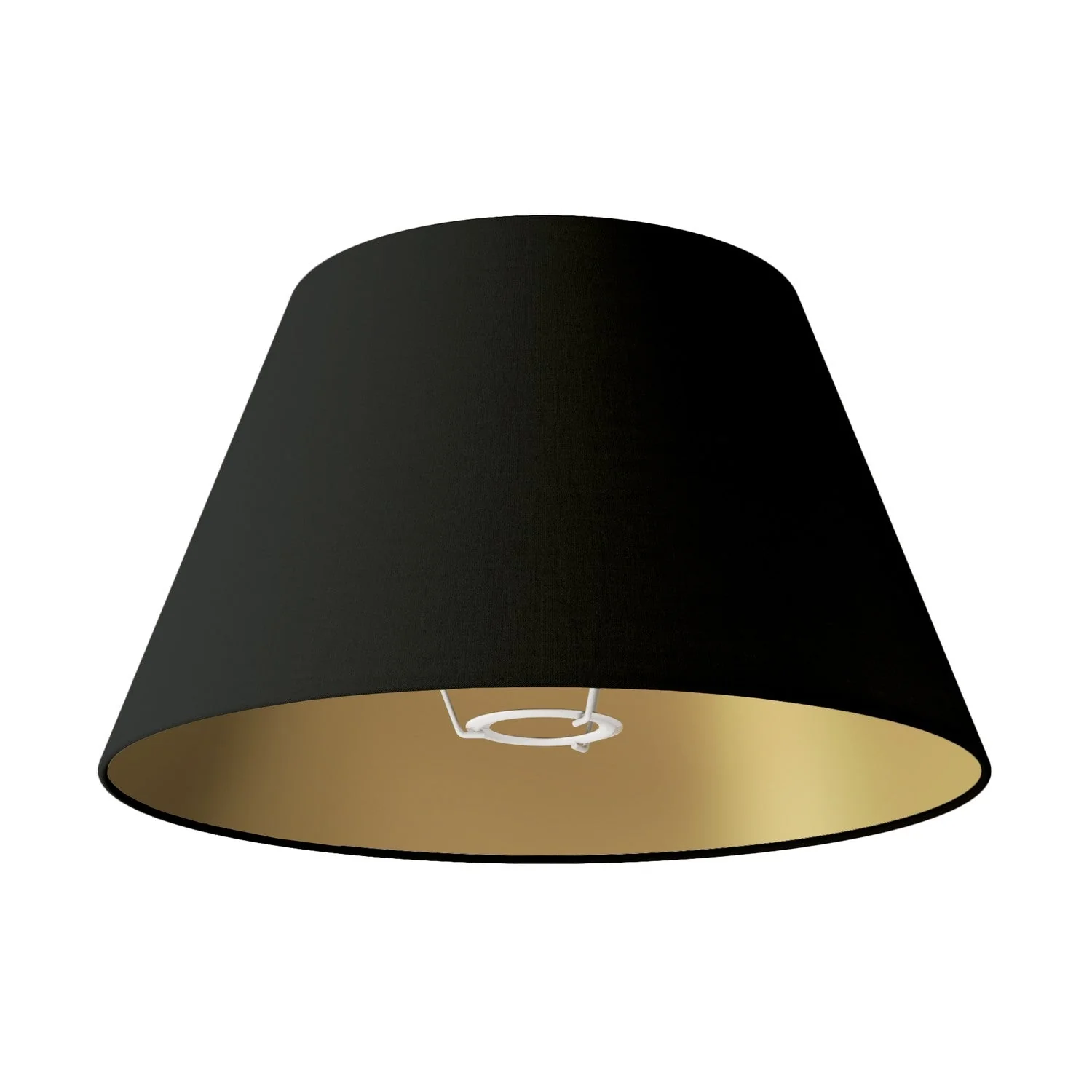 Impero M fabric lampshade for table lamp or wall light with E27 fitting - Made in Italy - Black Cinette with gold interior