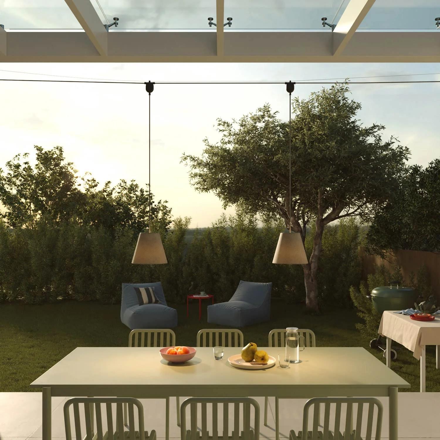 Impero outdoor lampshade in Saulé green PVC with E27 fitting - Made in Italy - Image 2
