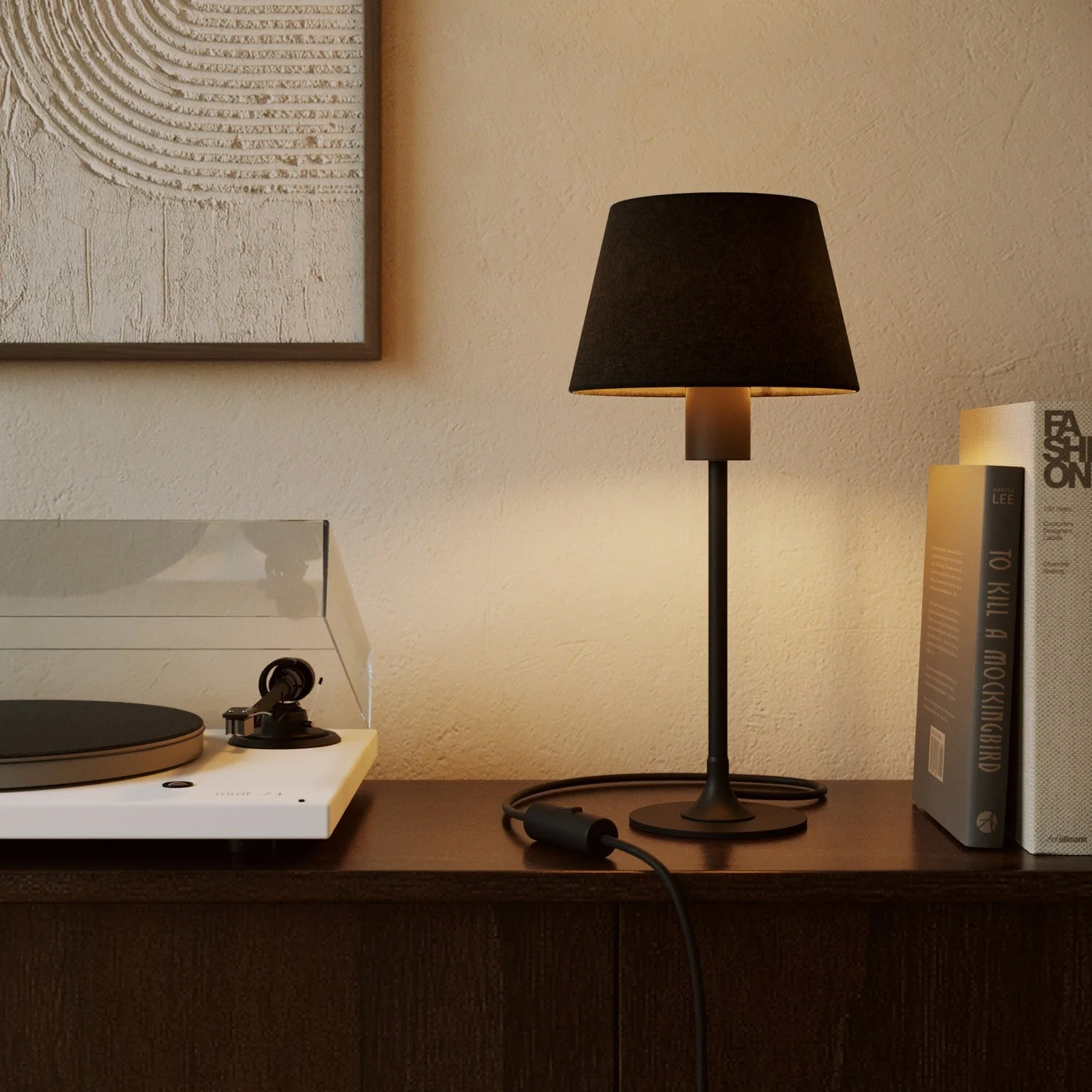 Impero S Lampshade with E27 fitting for table lamp or wall sconce - Made in Italy - Dark Gray Wool - Image 2