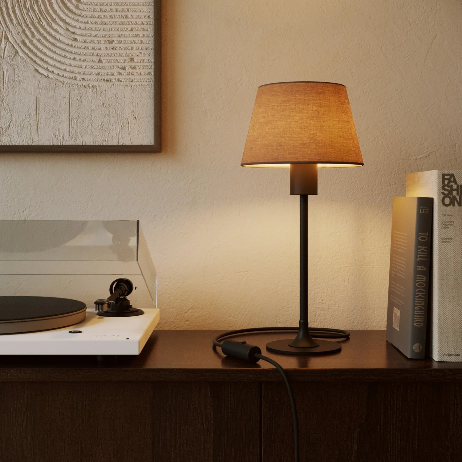 Empire S Lampshade with E27 fitting for table lamp or wall light - Made in Italy - Arenal Ash - Image 2
