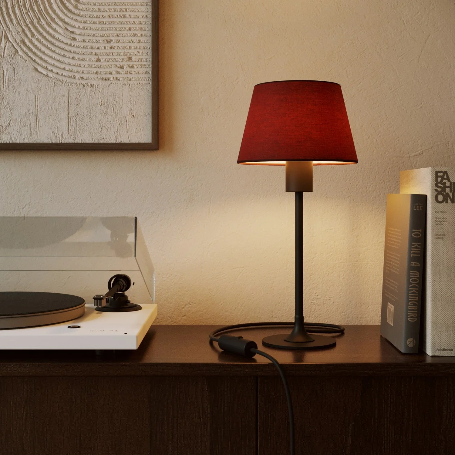 Impero Lampshade S with E27 fitting for table lamp or wall light - Made in Italy - Arenal Bordeaux - Image 2
