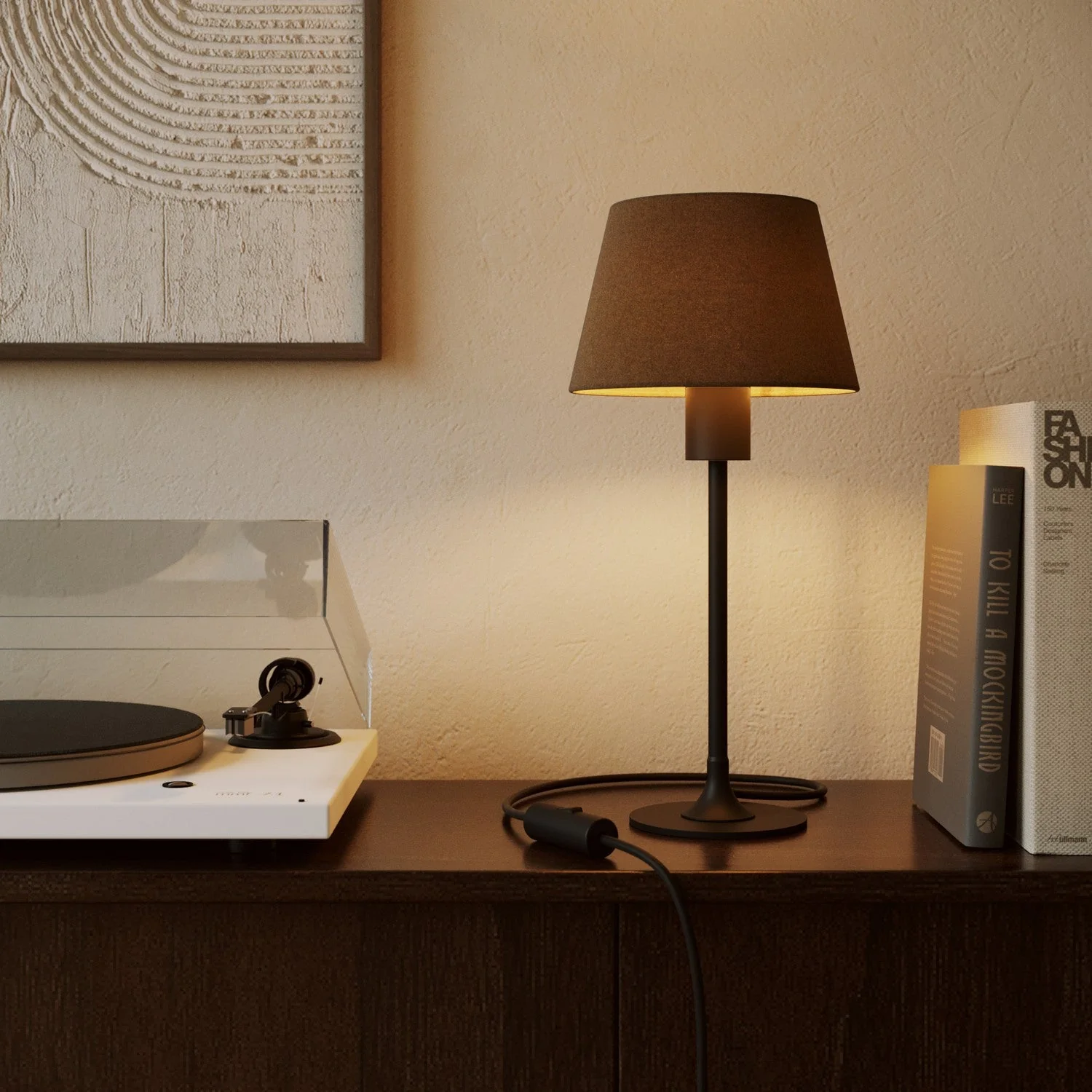 Impero S Lampshade with E27 fitting for table lamp or wall light - Made in Italy - Lana Marrone - Image 2