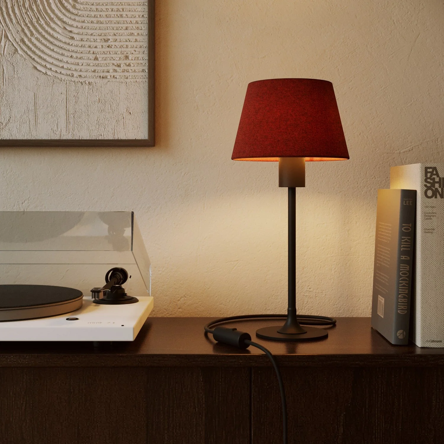 Impero S Lampshade with E27 fitting for table lamp or wall sconce - Made in Italy - Lobster Wool - Image 2