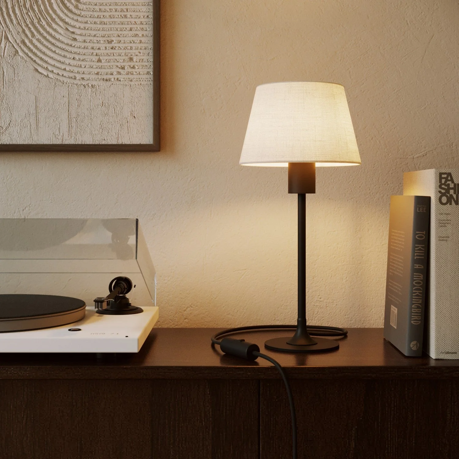 Impero S Lampshade with E27 fitting for table lamp or wall light - Made in Italy - Natural Linen - Image 2