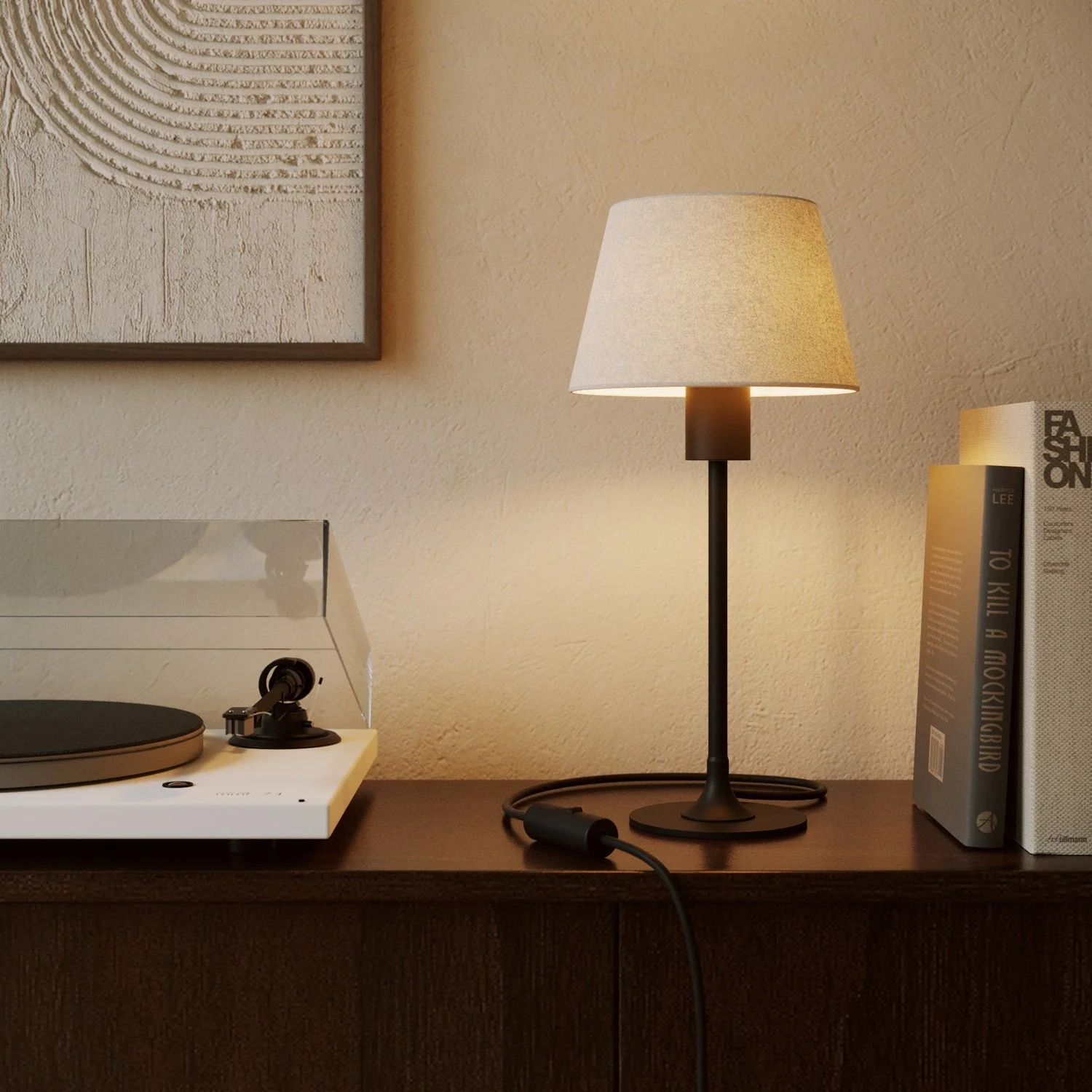 Impero S Lampshade with E27 fitting for table lamp or wall light - Made in Italy - Sand Wool - Image 2