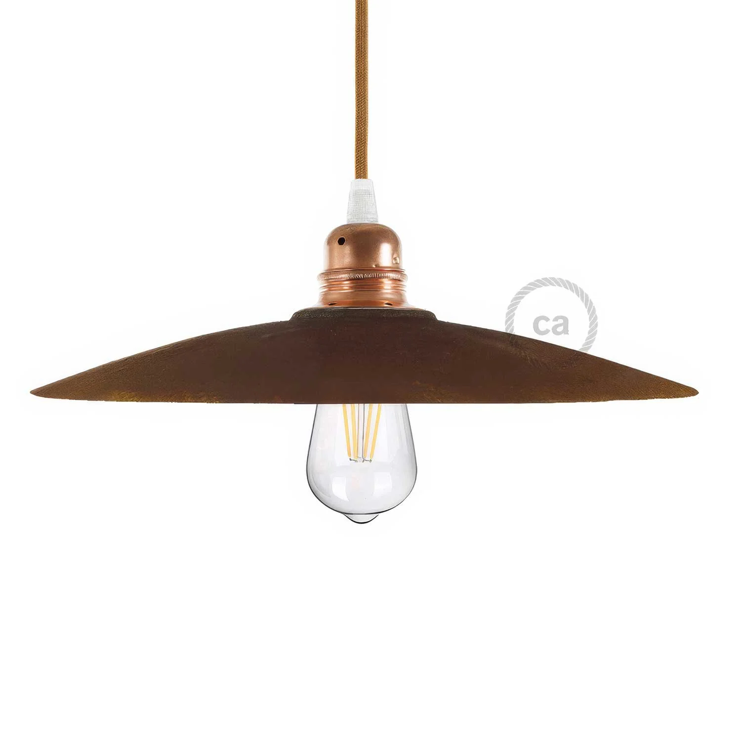 Flat ceramic lampshade for pendant light - Made in Italy - Corten effect