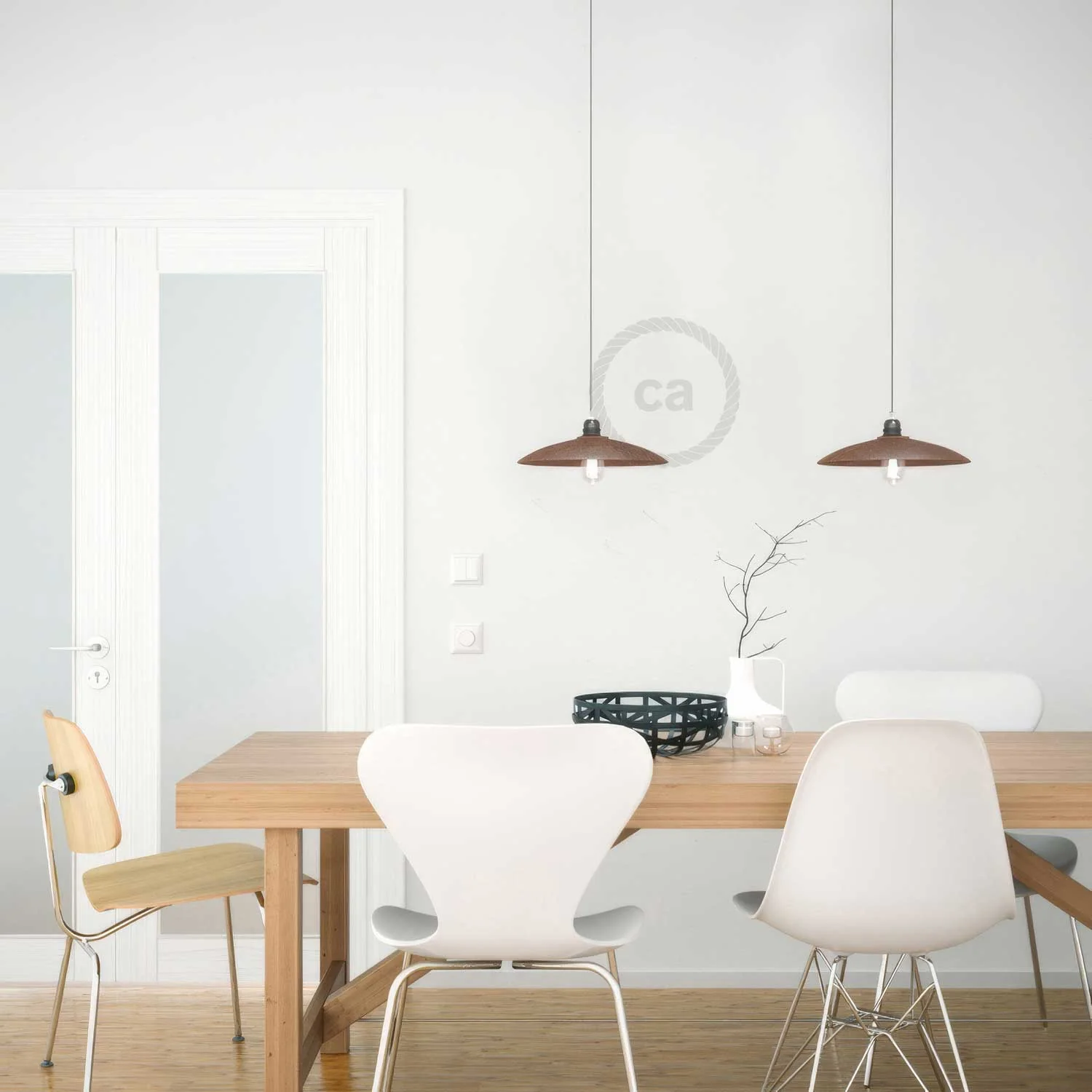 Flat ceramic lampshade for pendant light - Made in Italy - Corten effect - Image 2
