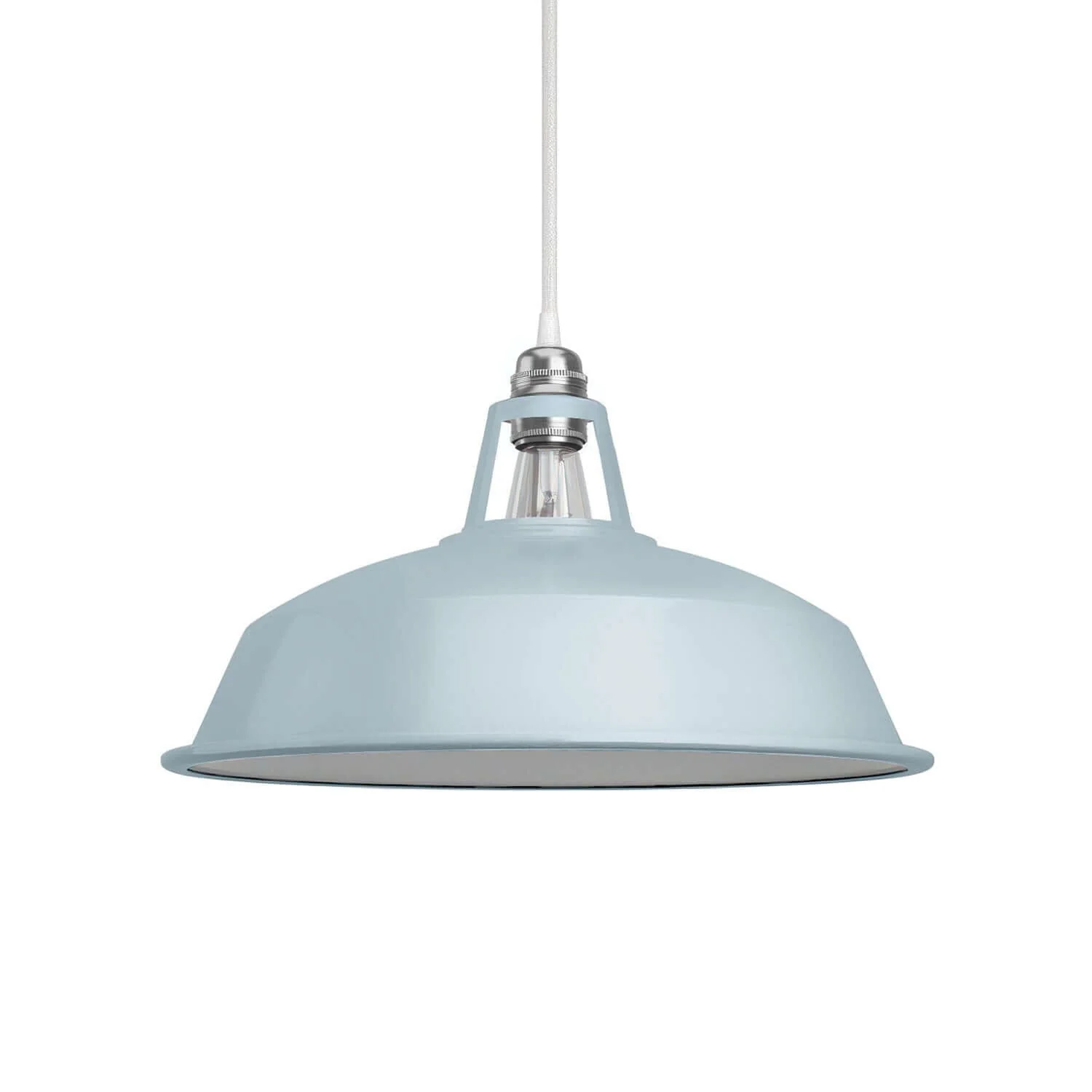 Harbour enamelled metal lampshade with E27 fitting, 38 cm diameter - Powder blue