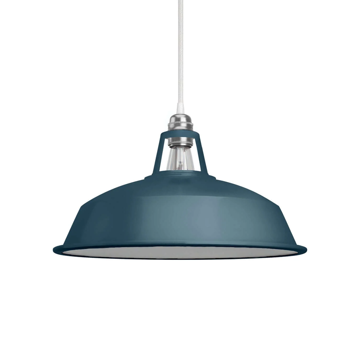 Harbour lampshade in enamelled metal with E27 fitting, 38 cm diameter - Petrol blue