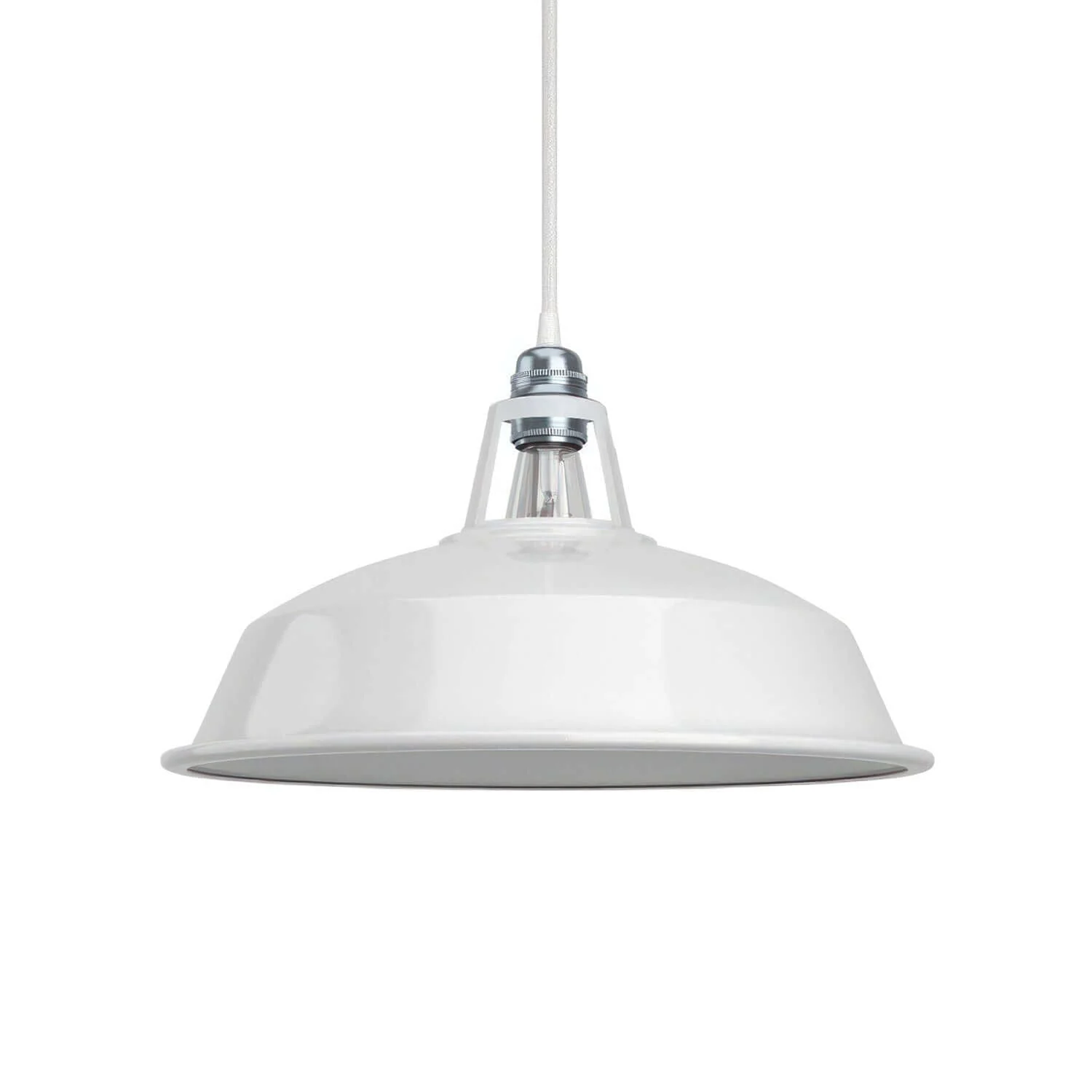 Harbour lampshade in enamelled metal with E27 fitting, diameter 38 cm - White