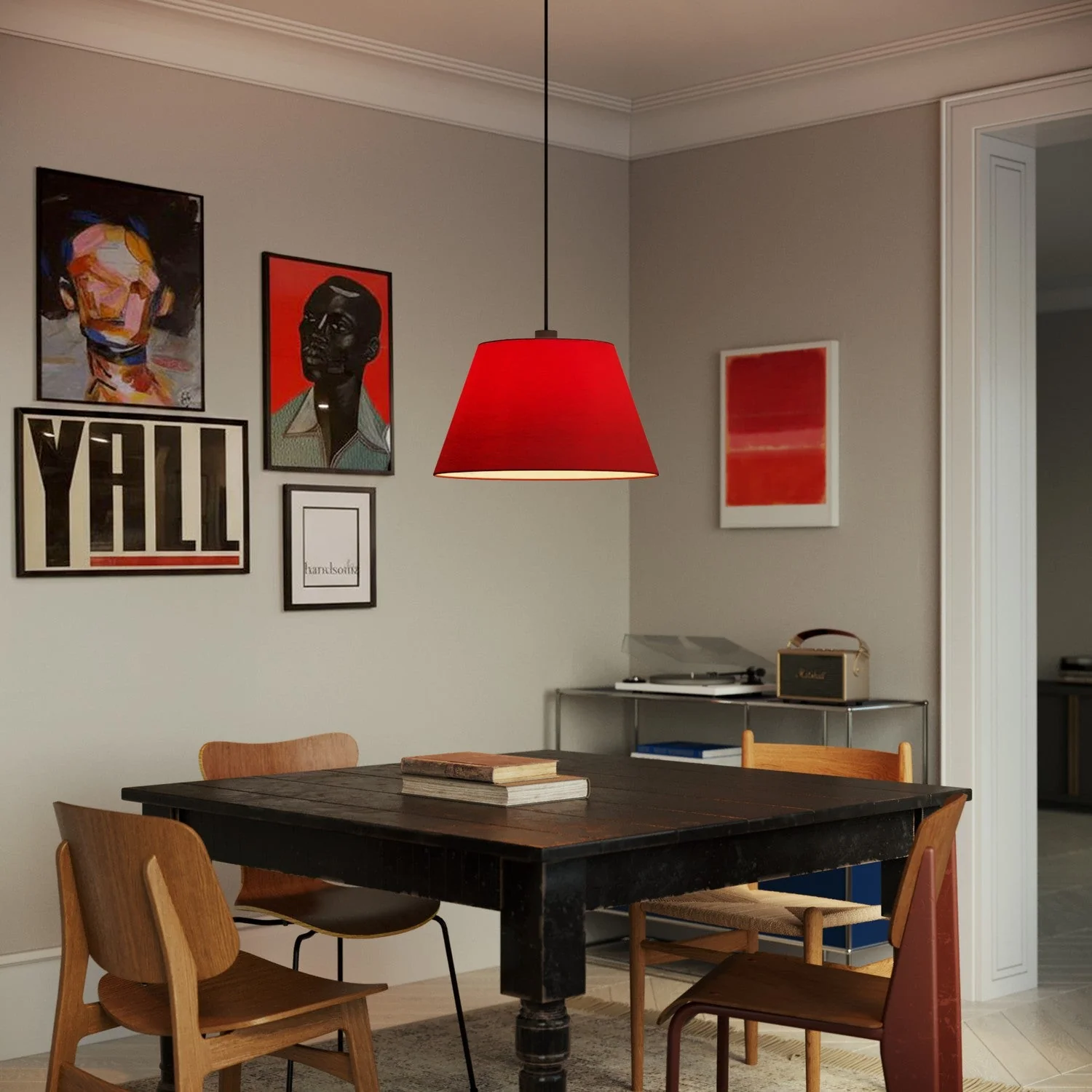 Impero L Lampshade for pendant with E27 fitting - Made in Italy - Red Cotton - Image 2