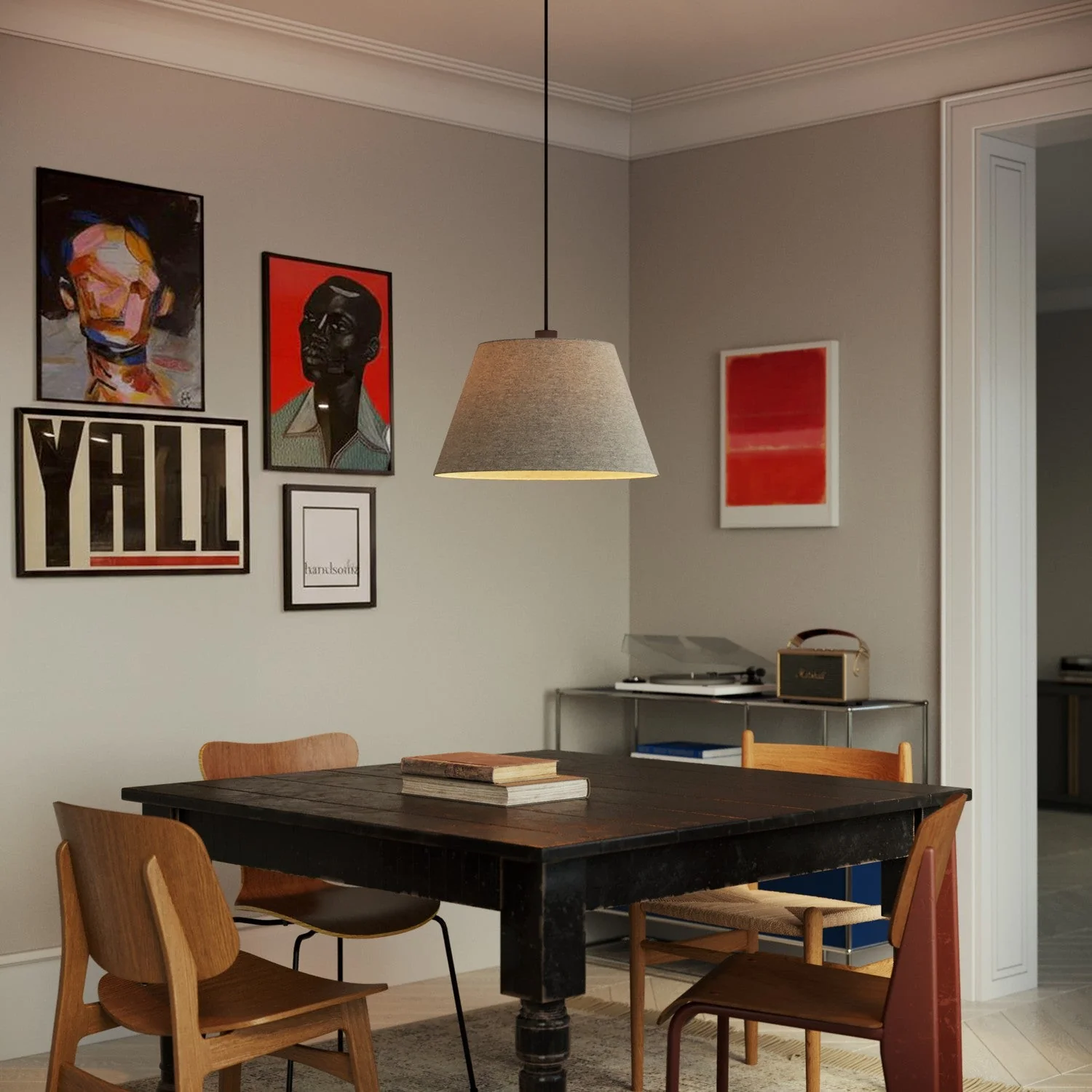 Empire L Lampshade for pendant with E27 fitting - Made in Italy - Light Gray Wool - Image 2
