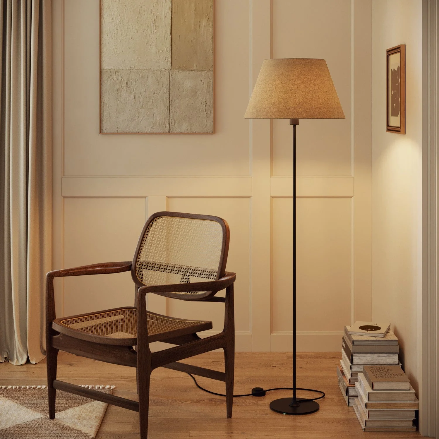 Impero L Lampshade for table lamp or wall light with E27 fitting - Made in Italy - Beige Wool - Image 2