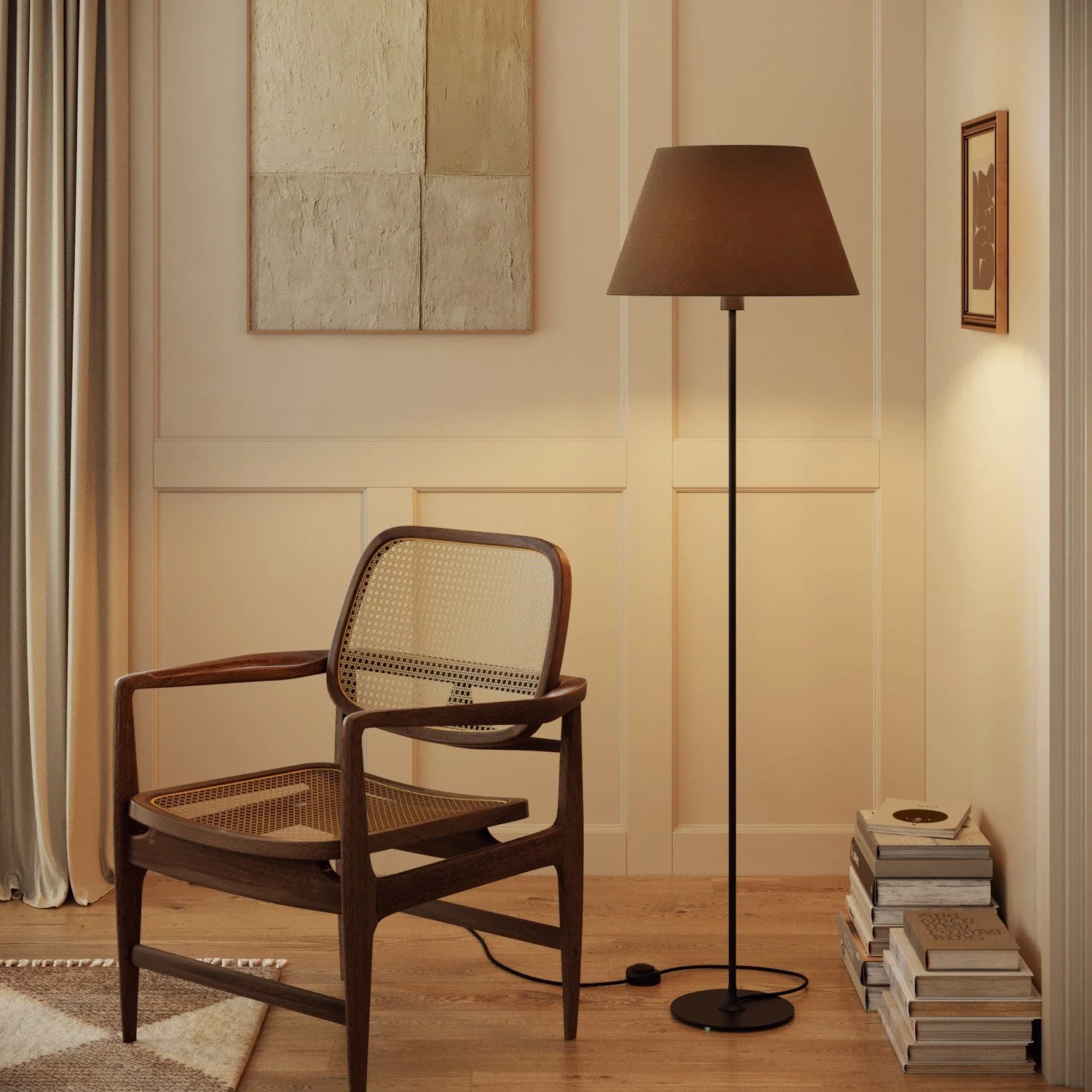 Impero L Lampshade for table lamp or wall light with E27 fitting - Made in Italy - Brown Wool - Image 2