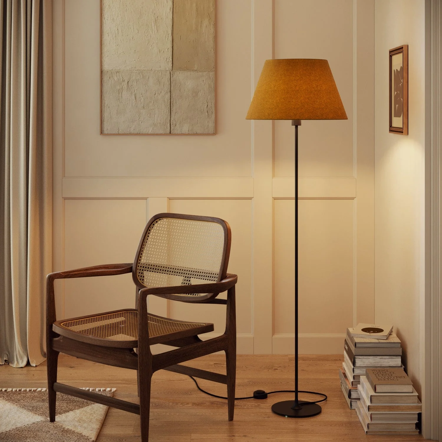 Impero L Lampshade for table lamp or wall sconce with E27 fitting - Made in Italy - Mustard Wool - Image 2
