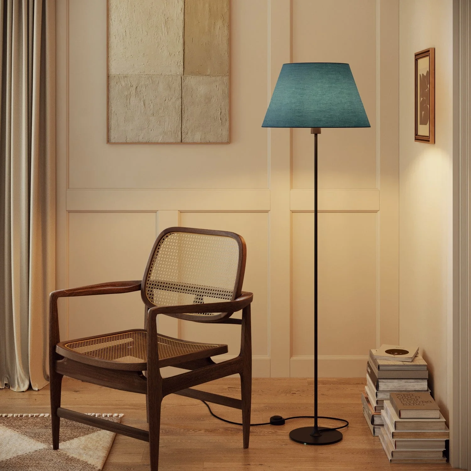 Impero Lampshade L for table lamp or wall sconce with E27 fitting - Made in Italy - Sky Blue Cotton - Image 2