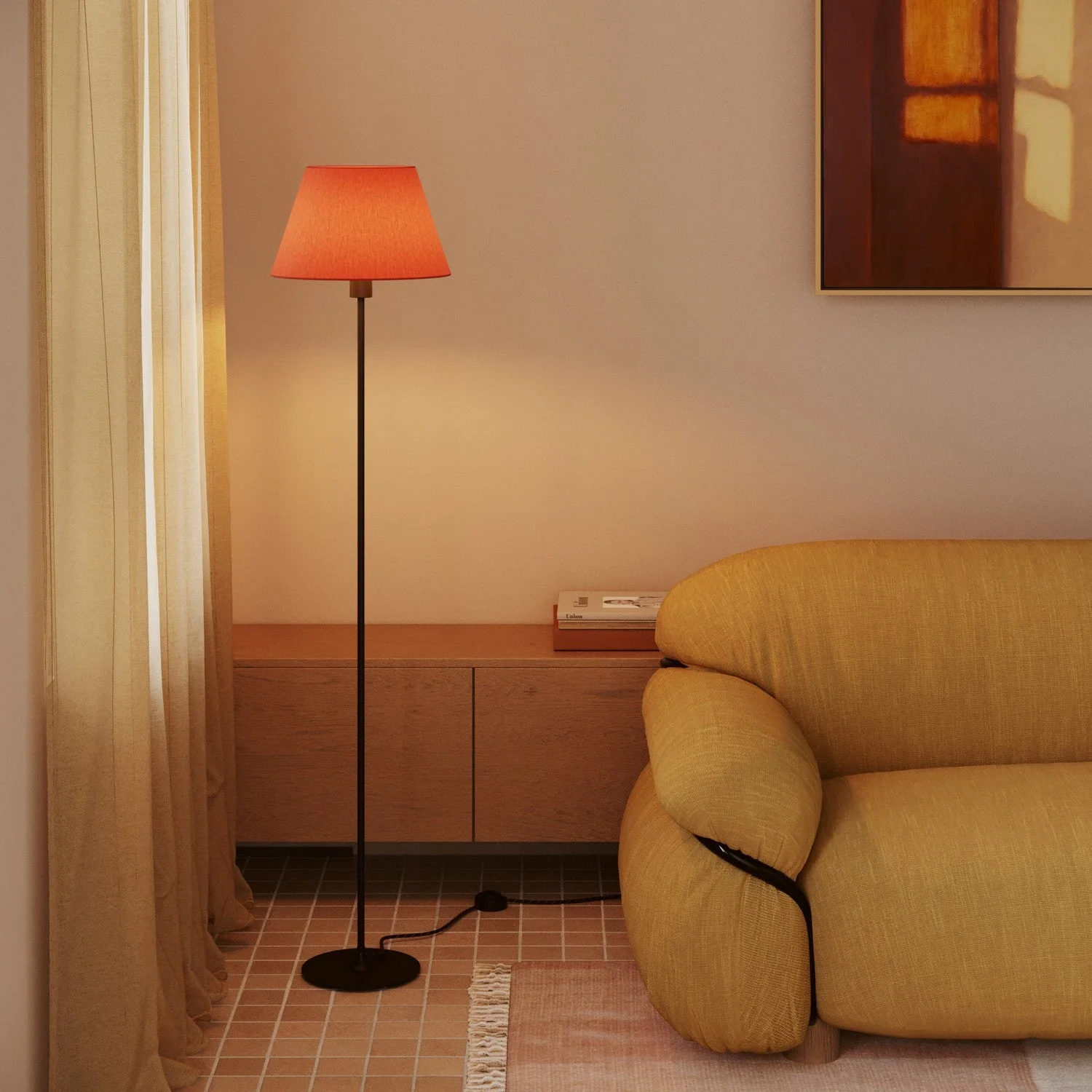 Impero M fabric lampshade for floor lamp with E27 fitting - Made in Italy - Cinette Aragosta - Image 2