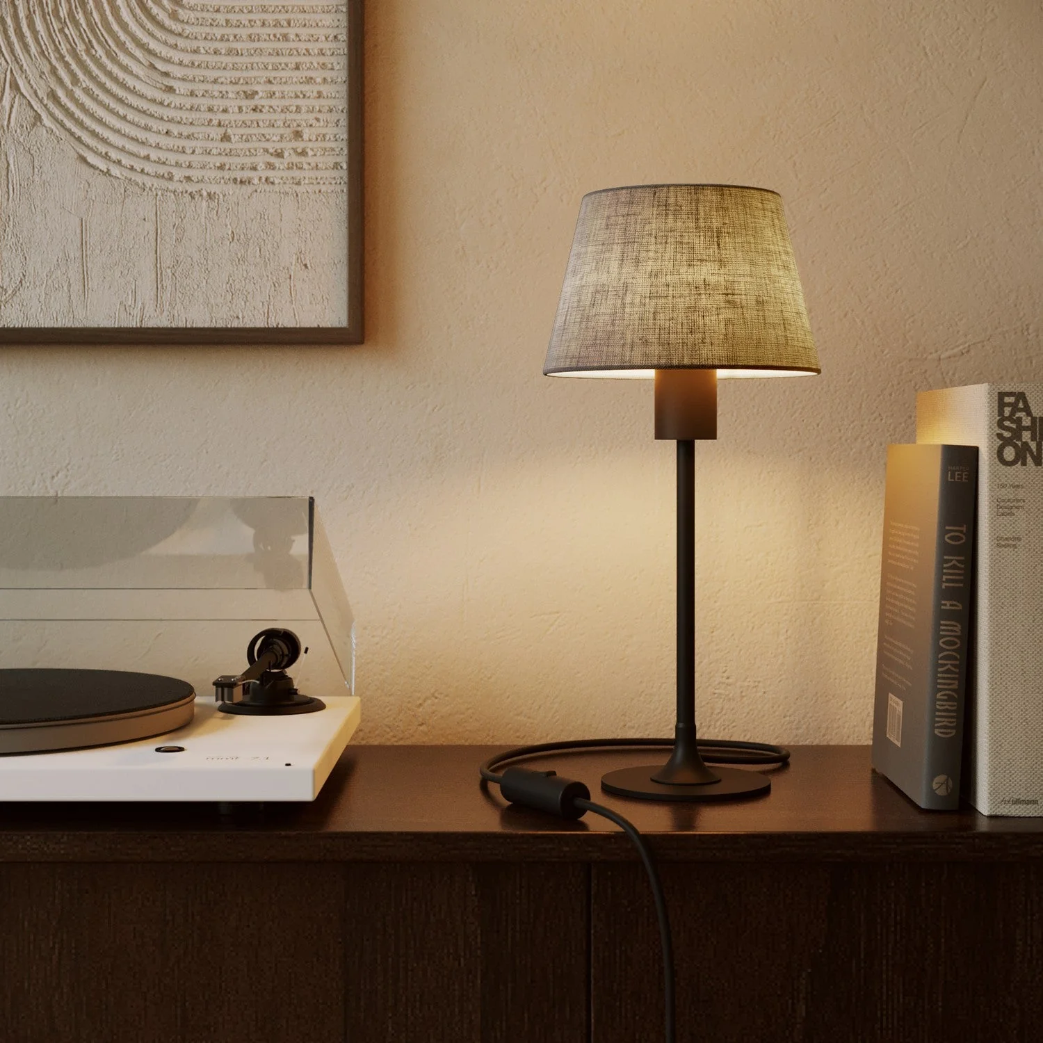 Impero Lampshade S with E27 fitting for table lamp or wall sconce - Made in Italy - Camelot Gray - Image 2