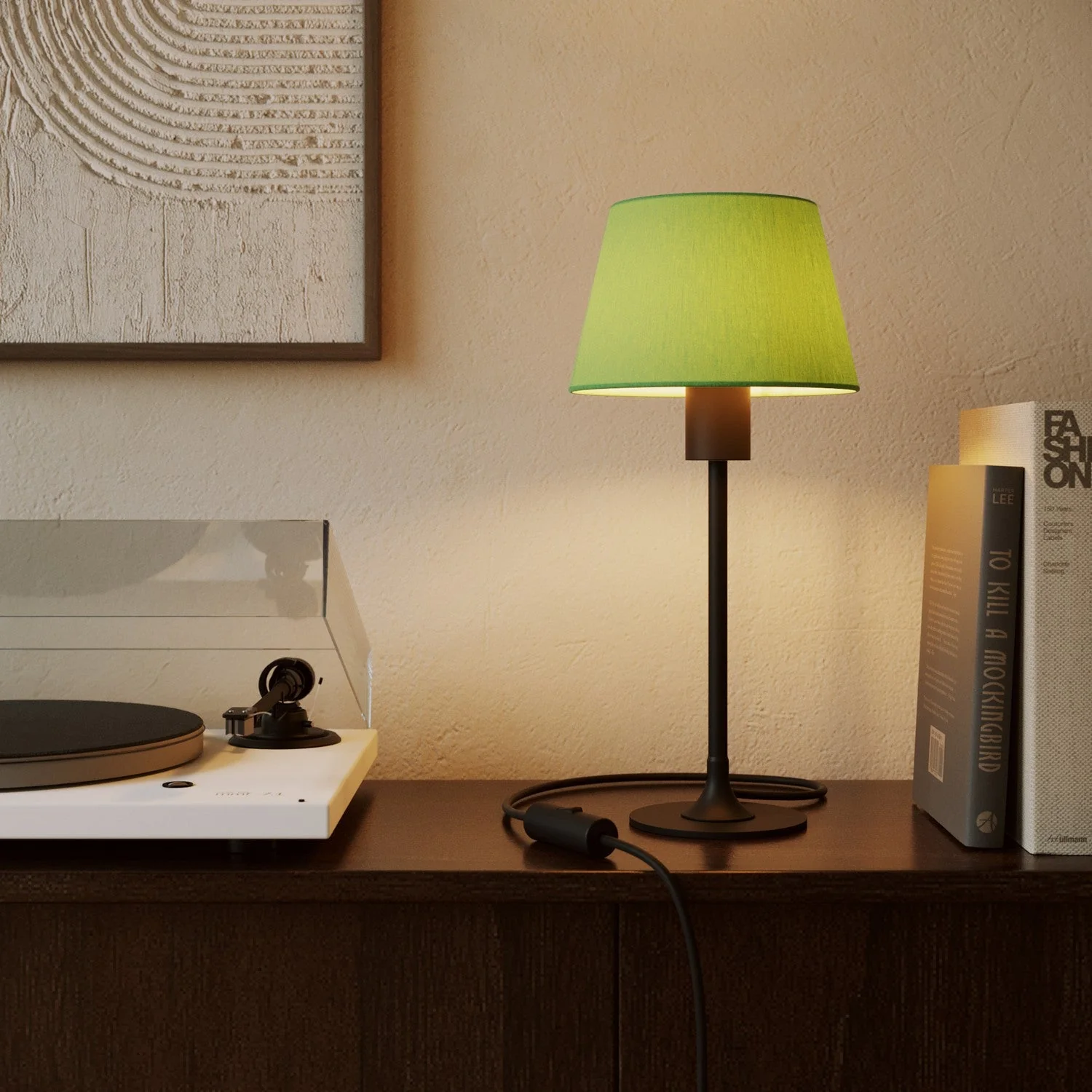 Impero Lampshade S with E27 fitting for table lamp or wall light - Made in Italy - Pistachio Green Cinette - Image 2