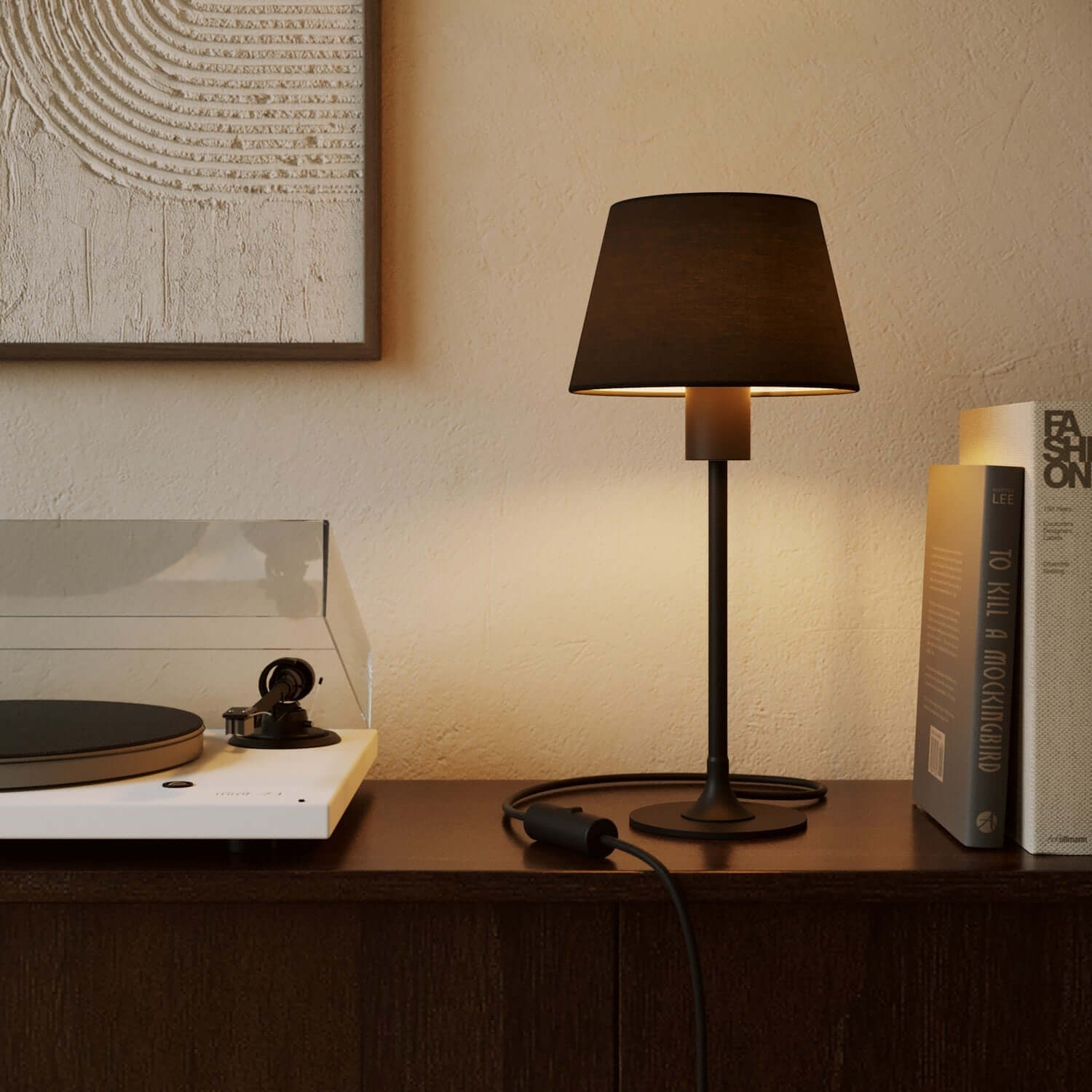 Impero lampshade with E27 fitting for table lamp or wall light - Made in Italy - Anthracite fabric - Image 2