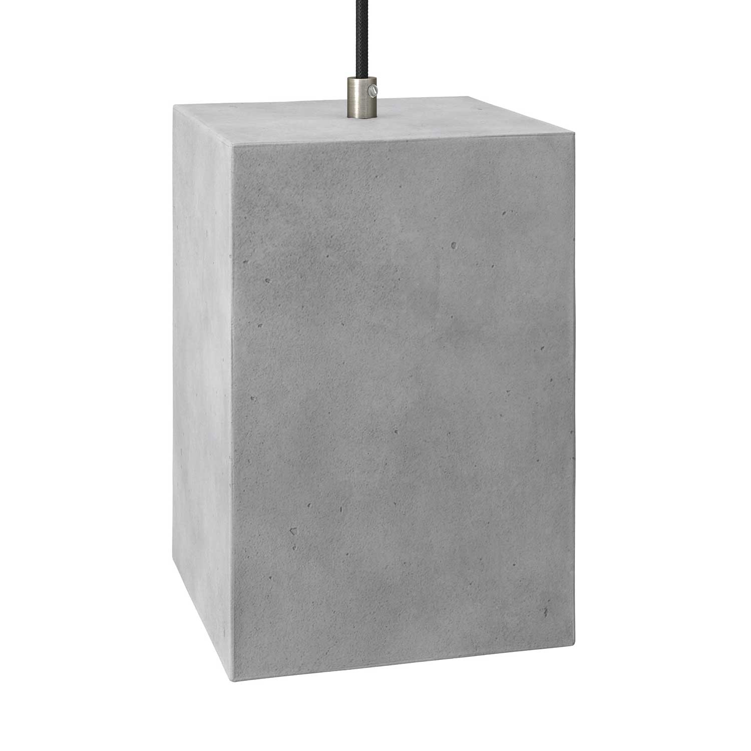 Cube concrete lampshade for pendant lamp, complete with cable clamp and E27 lamp holder - Light concrete