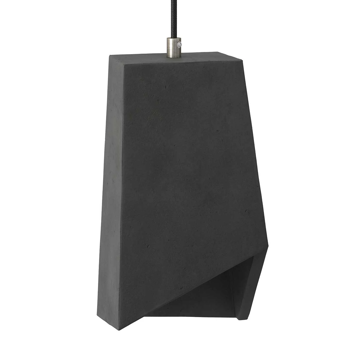 Prisma concrete lampshade for pendant lamp, complete with cable clamp and E27 lamp holder - Dark concrete