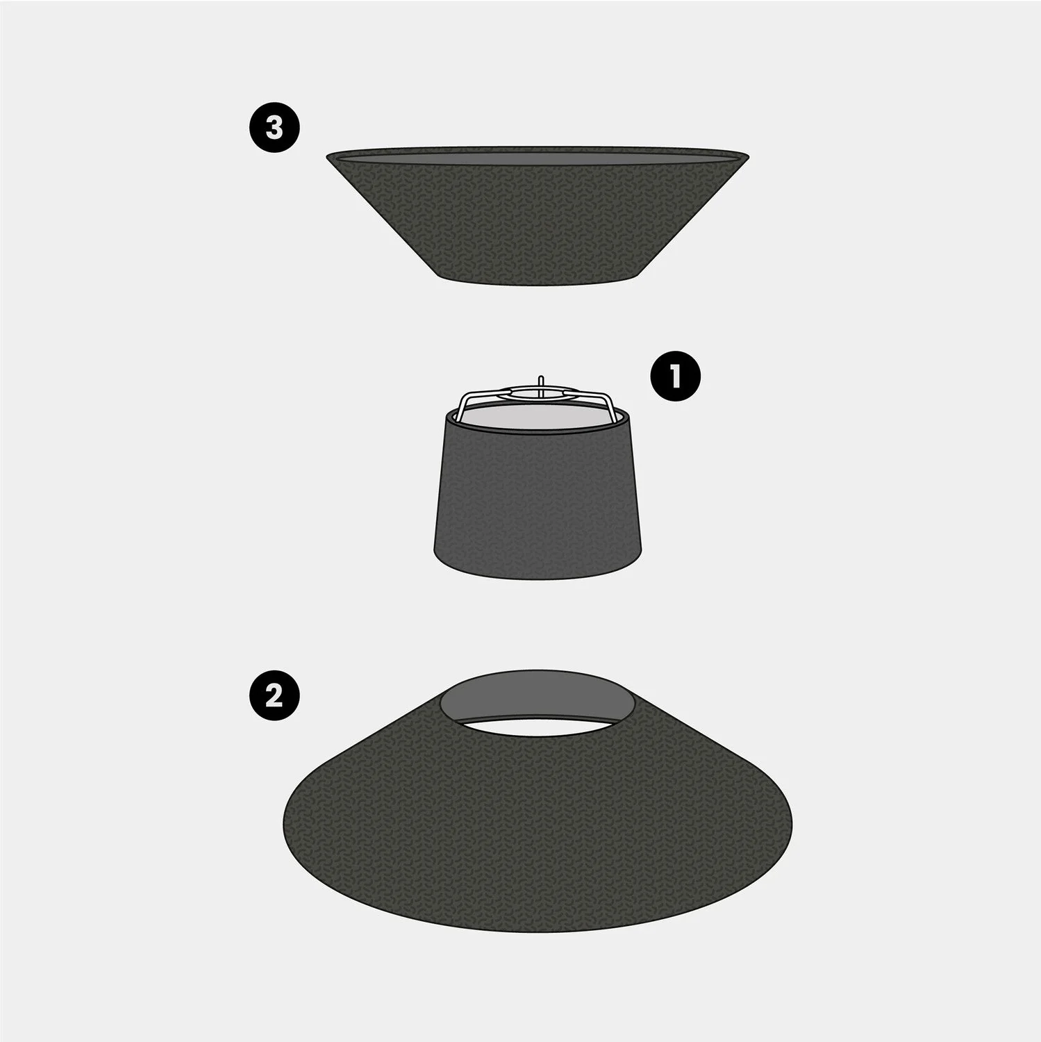 Clessidra Lampshade in fabric for pendant lamp - Dark Gray Wool - Image 16