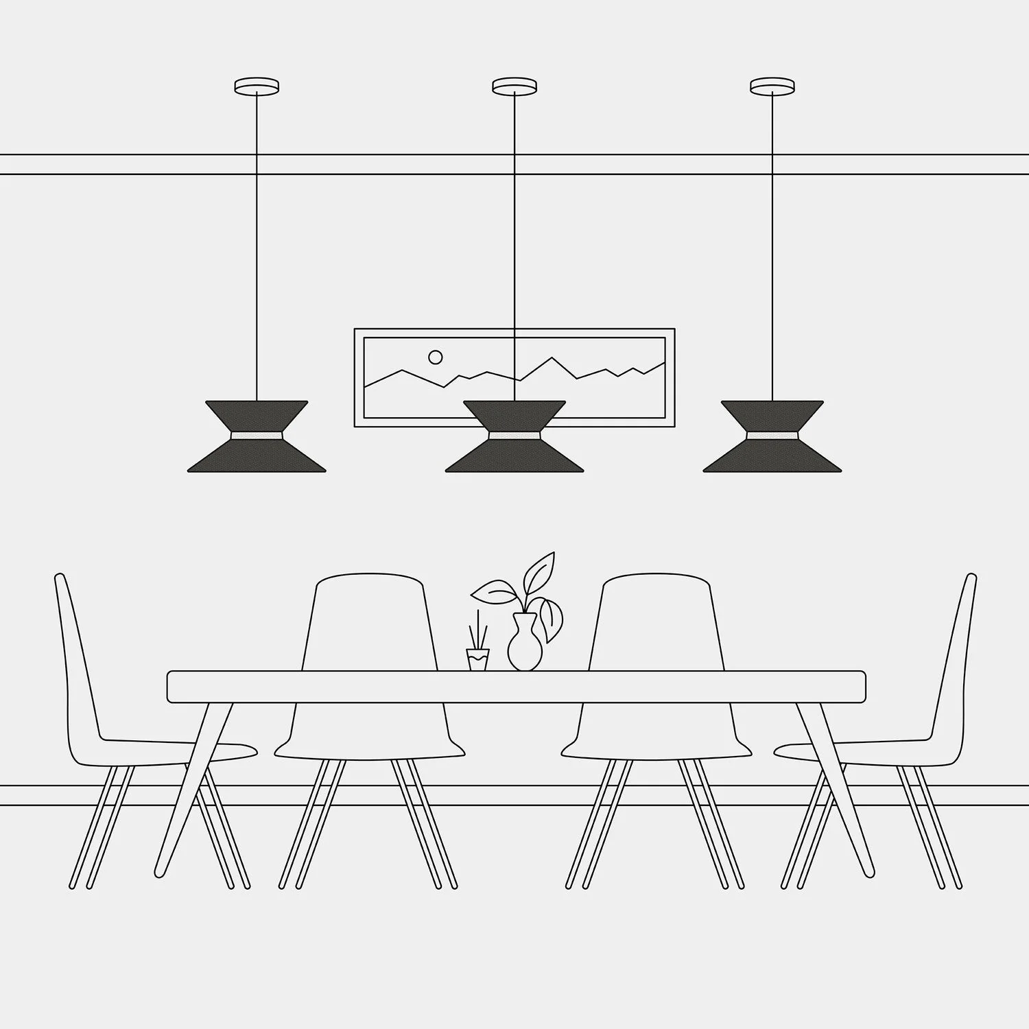 Clessidra Lampshade in fabric for pendant lamp - Dark Gray Wool - Image 6