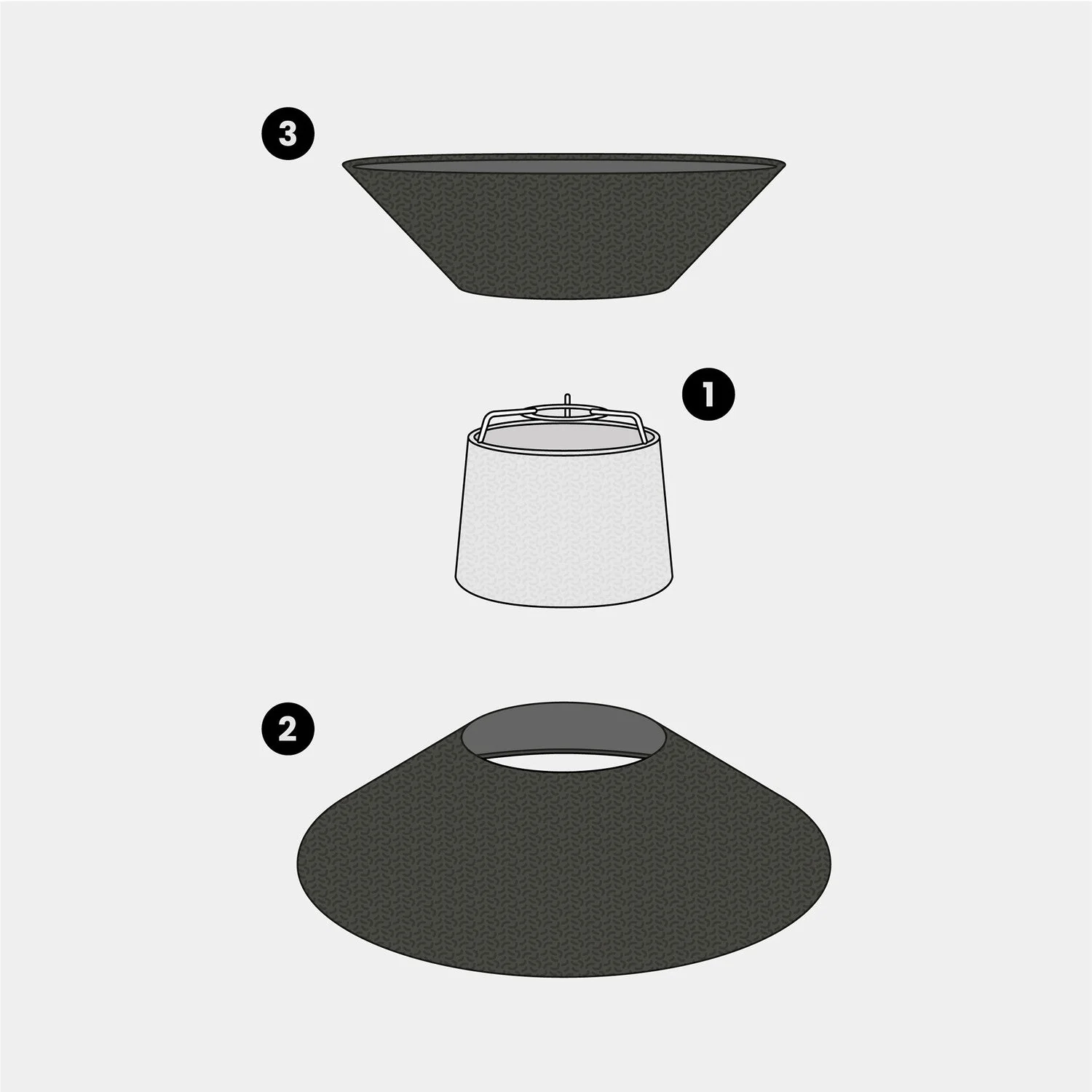 Clessidra Lampshade in fabric for pendant lamp - Dark Gray Wool - Image 7