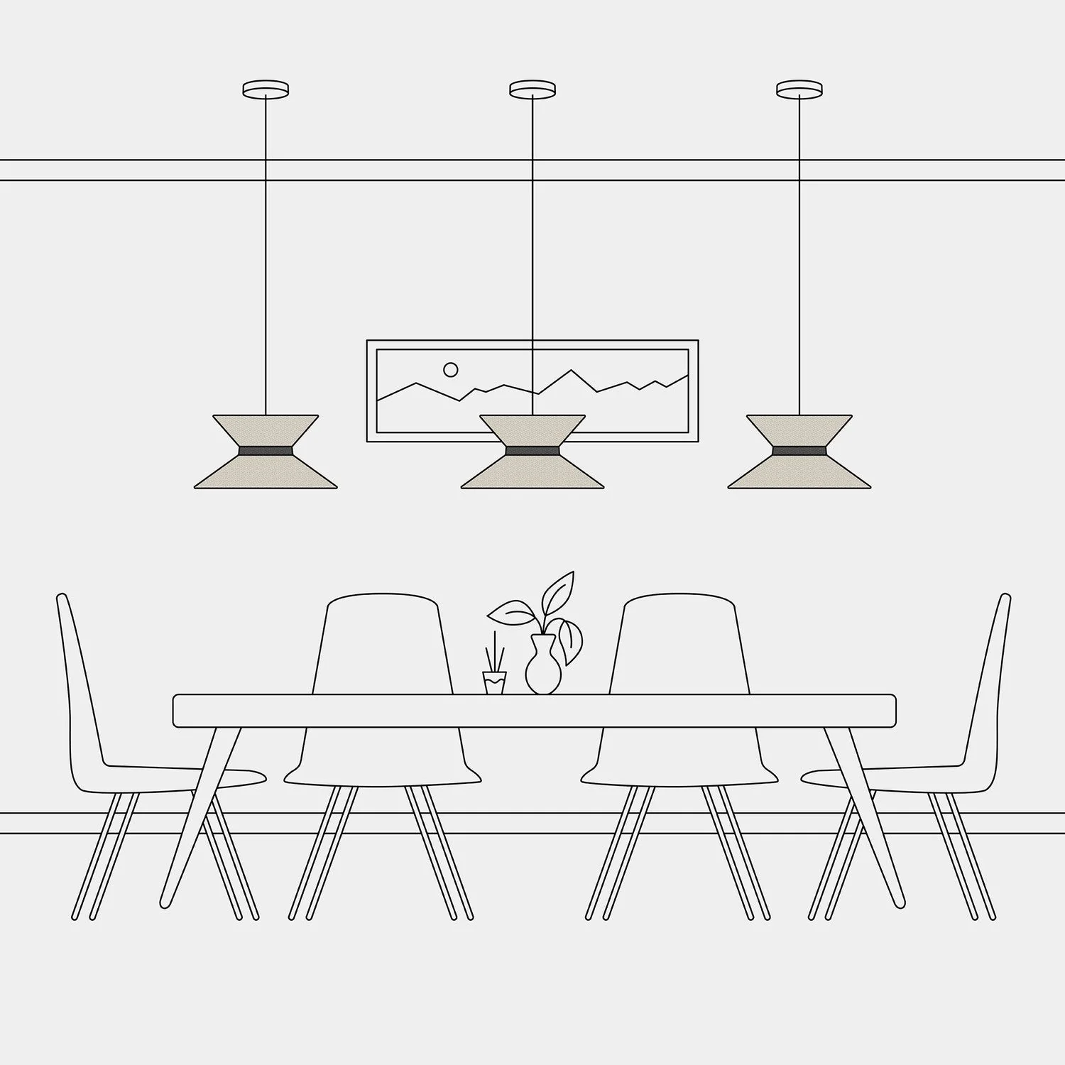 Clessidra fabric lampshade for pendant lamp - Beige Wool - Image 15
