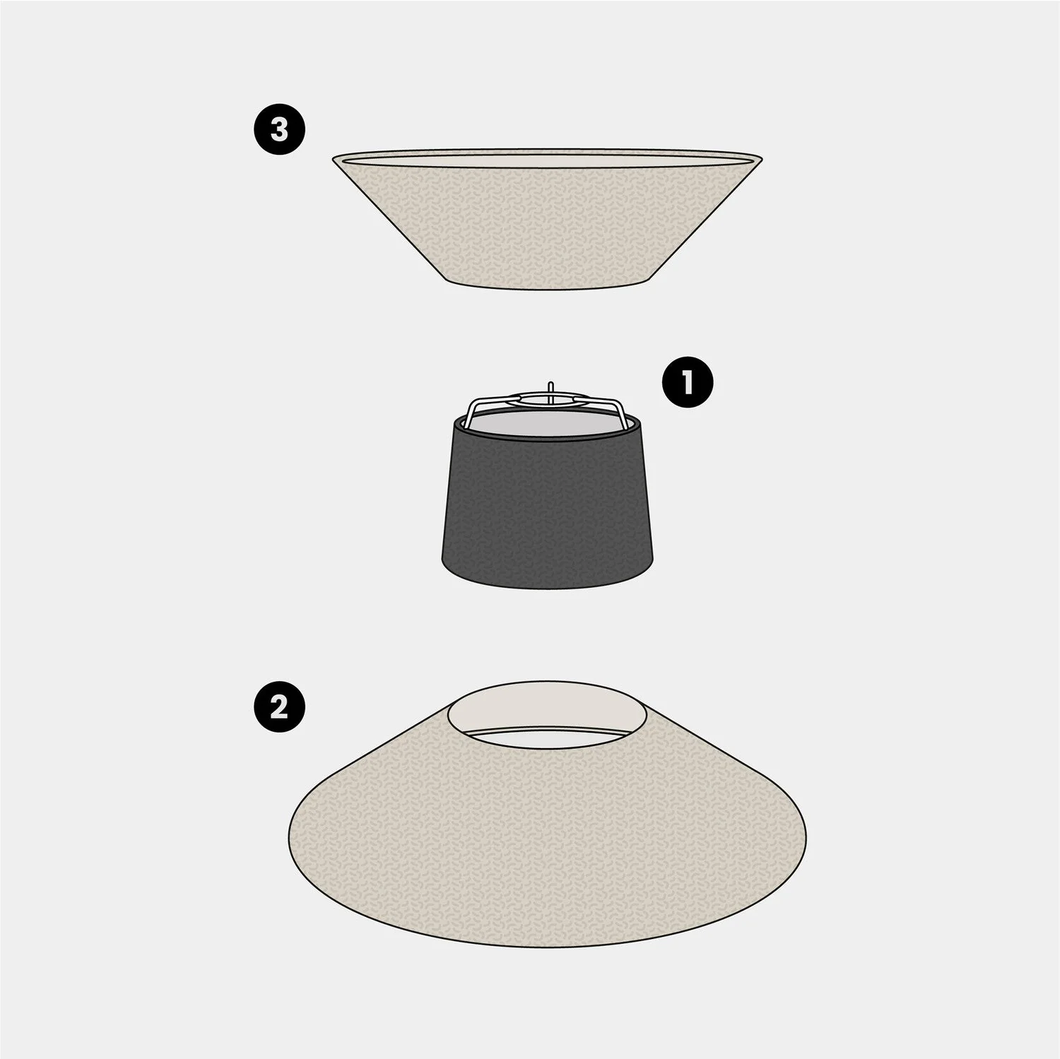 Clessidra fabric lampshade for pendant lamp - Beige Wool - Image 16