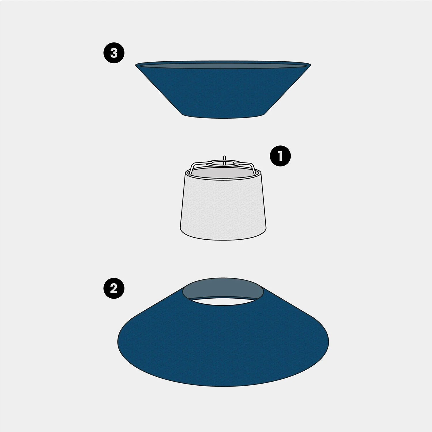 Lampshade Clessidra in fabric for pendant lamp - Blue Wool - Image 7