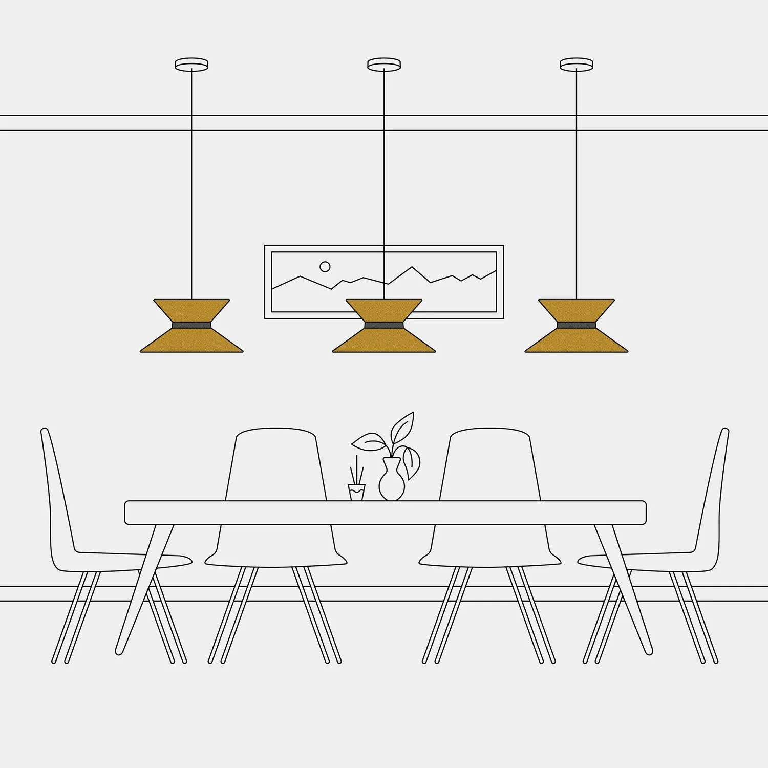 Clessidra fabric lampshade for pendant lamp - Mustard Wool - Image 15