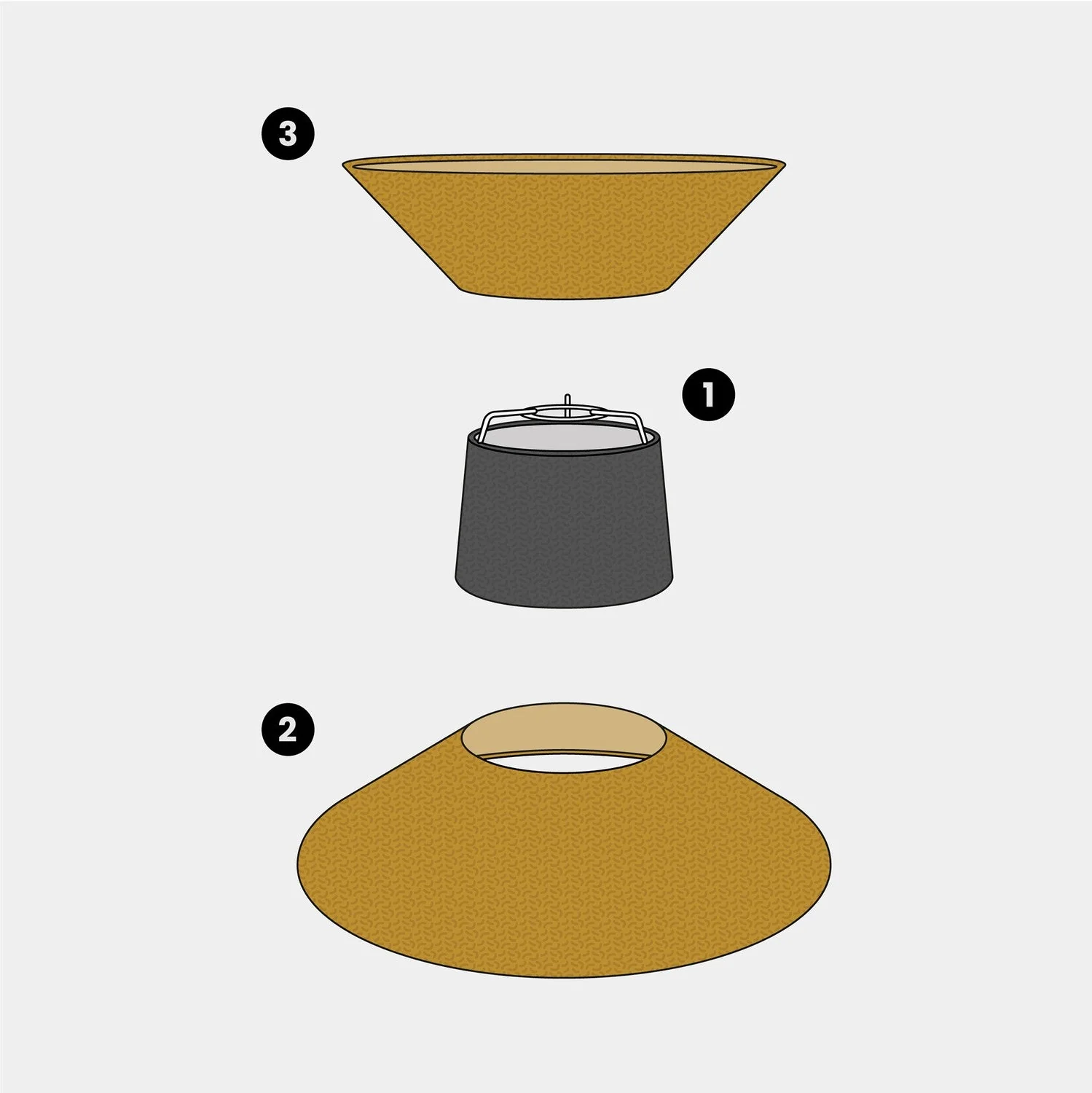 Clessidra fabric lampshade for pendant lamp - Mustard Wool - Image 16