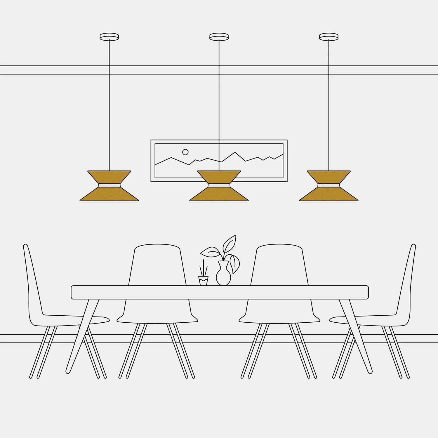 Clessidra fabric lampshade for pendant lamp - Mustard Wool - Image 6