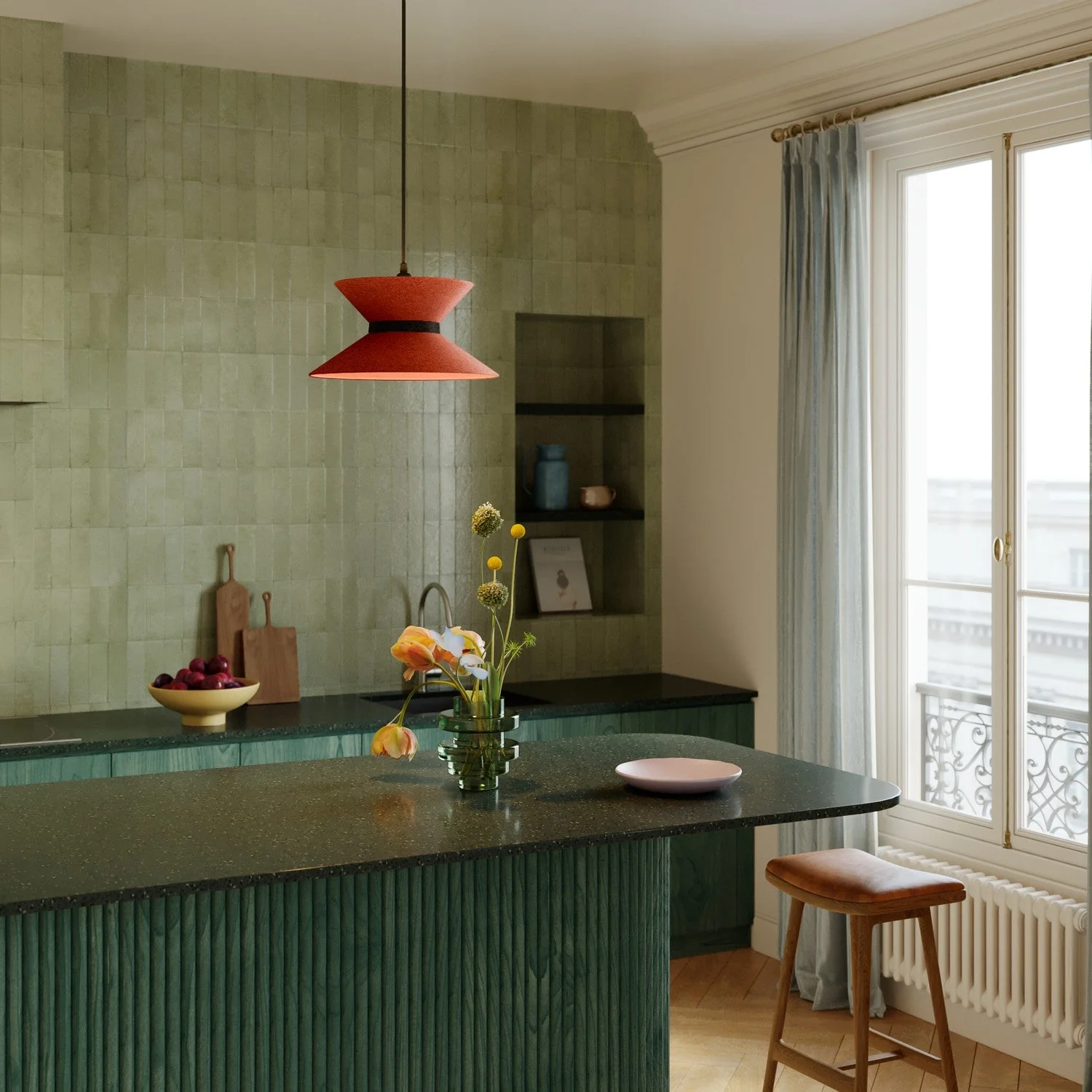 Hourglass Fabric Lampshade for pendant lamp - Wool Lobster - Image 11