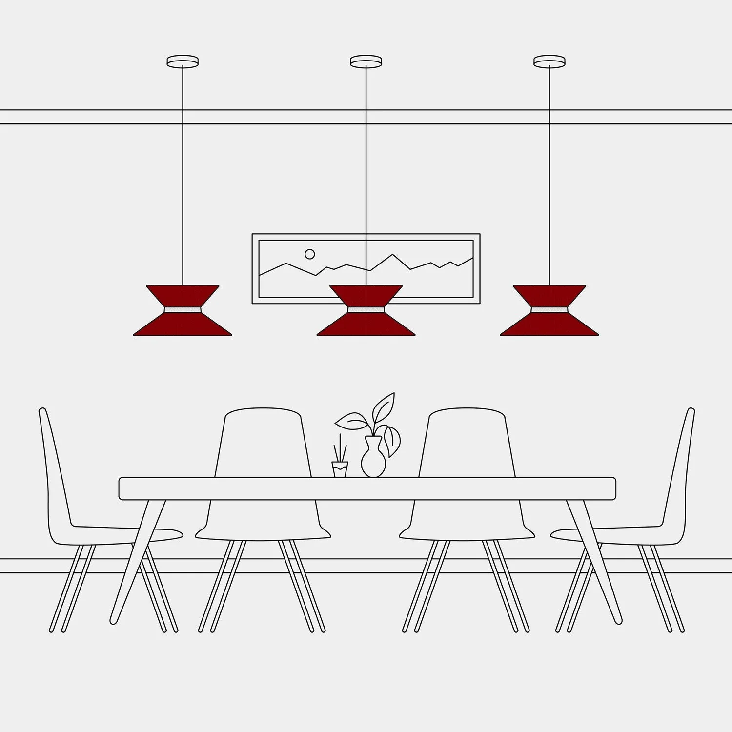 Hourglass Fabric Lampshade for pendant lamp - Wool Lobster - Image 6