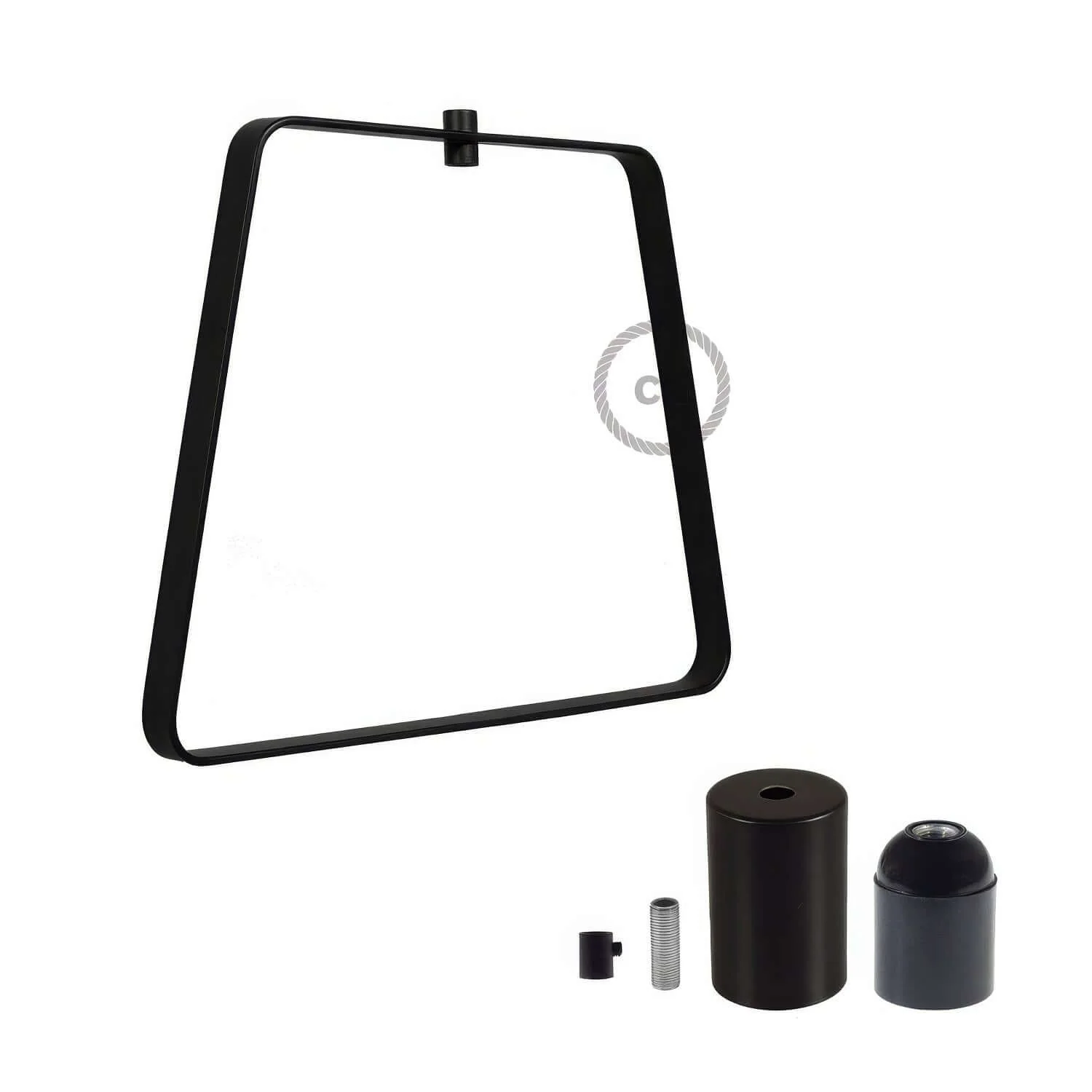 Duedì Base metal lampshade with metal lamp holder cover and E27 lamp holder - Black - Image 3