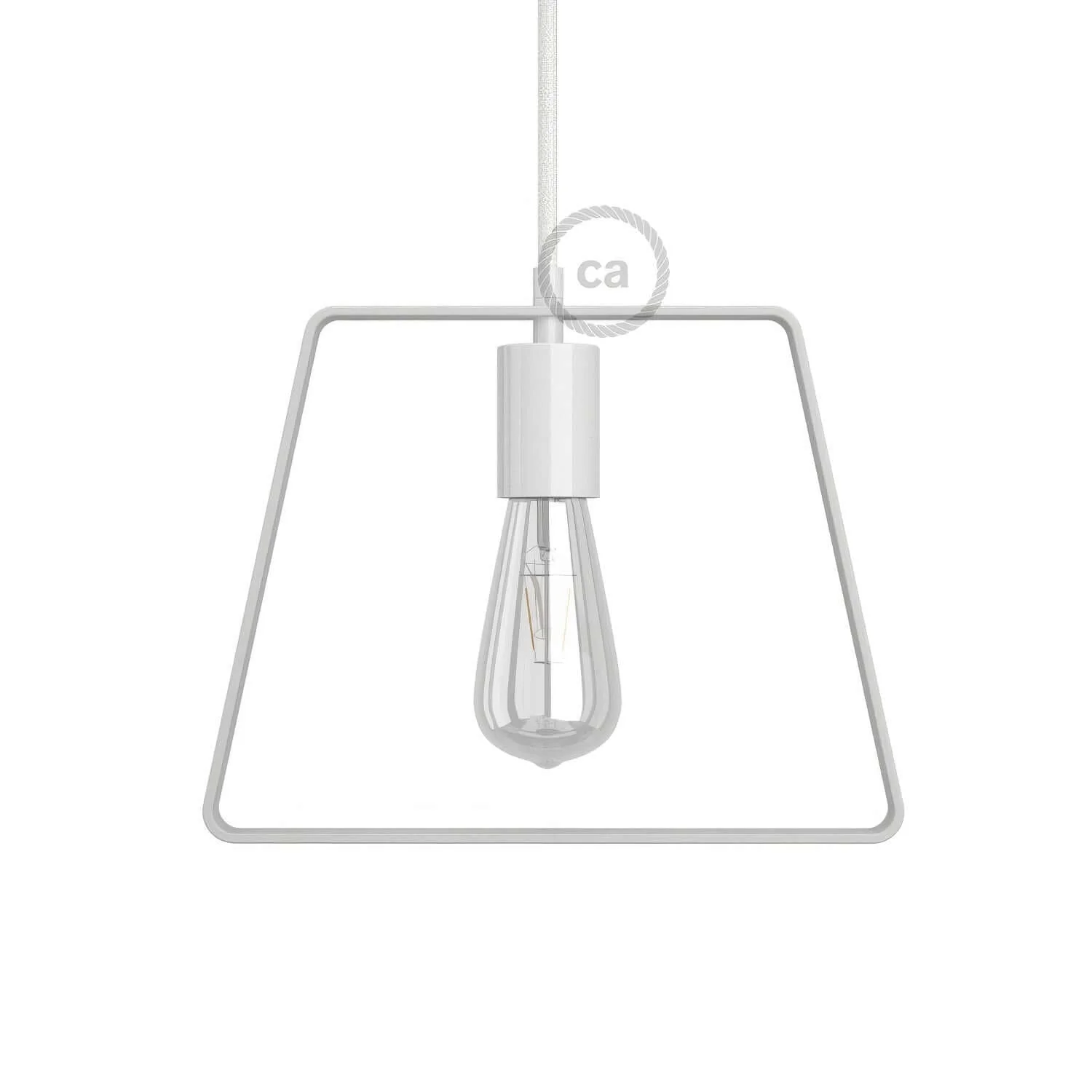 Duedì Base metal lampshade with metal lamp holder cover and E27 lamp holder - White