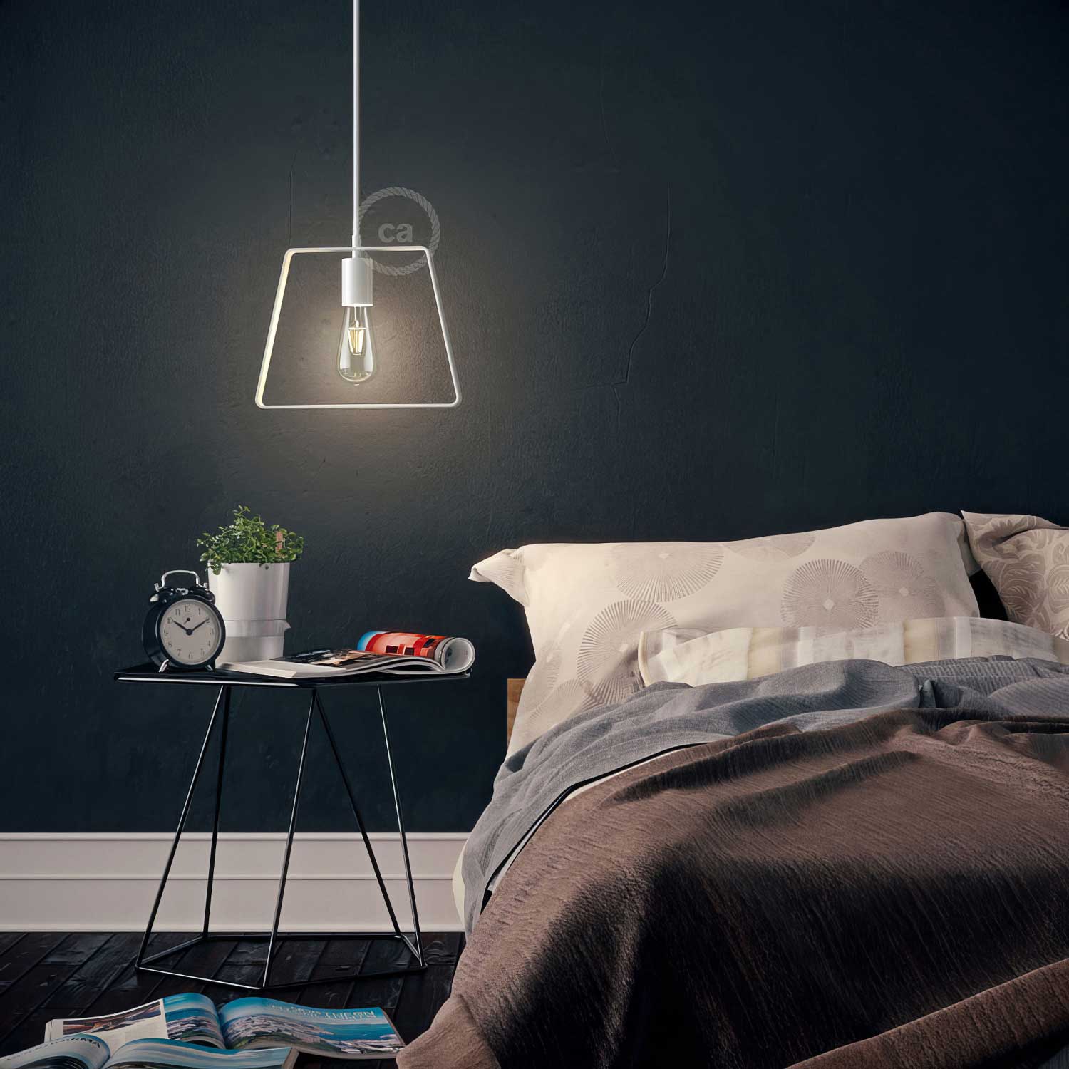 Duedì Base metal lampshade with metal lamp holder cover and E27 lamp holder - White - Image 2