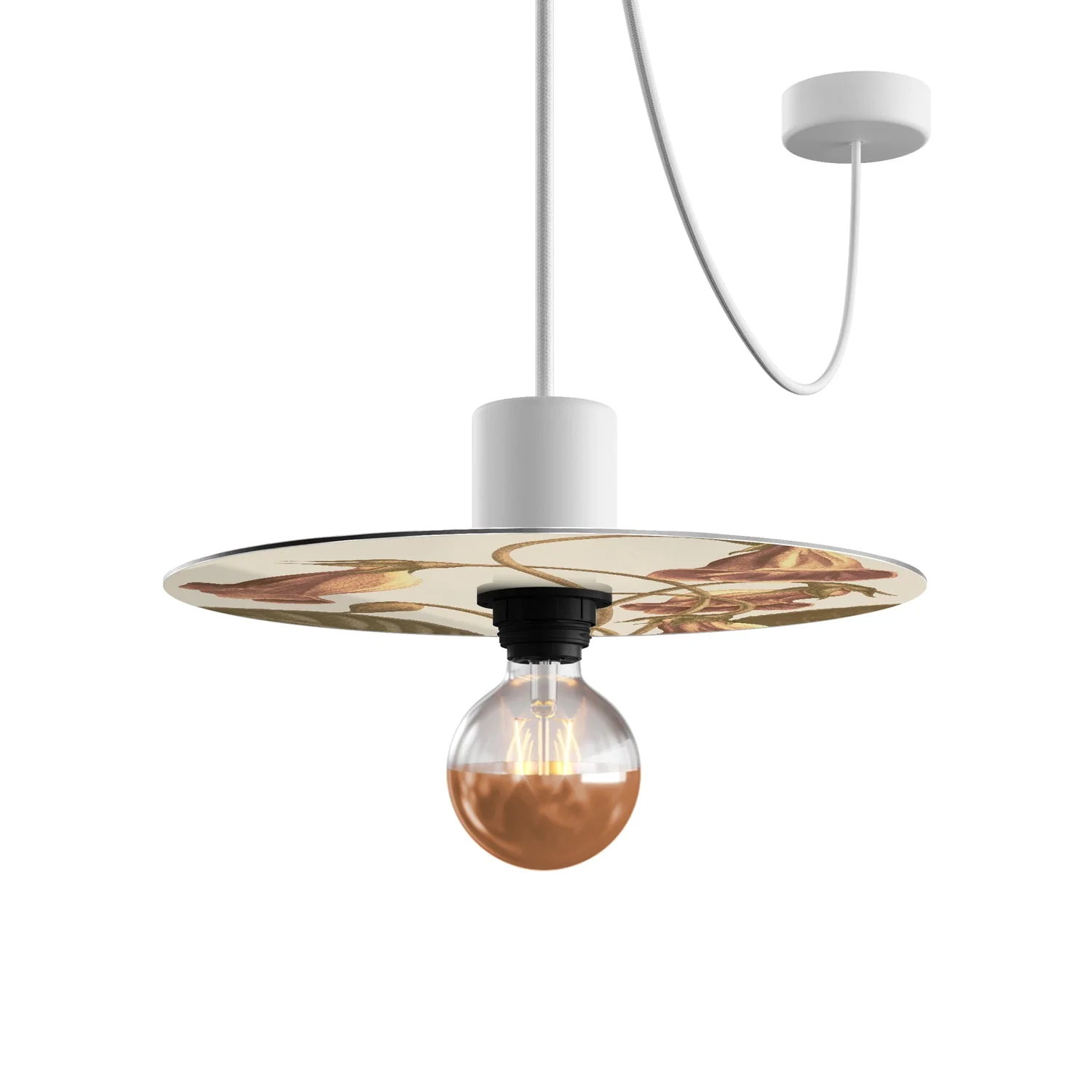 Ellepì mini flat lampshade with floral designs 'Blossom Haven' Botanical Gloxinia, diameter 24 cm - Made in Italy - Image 4