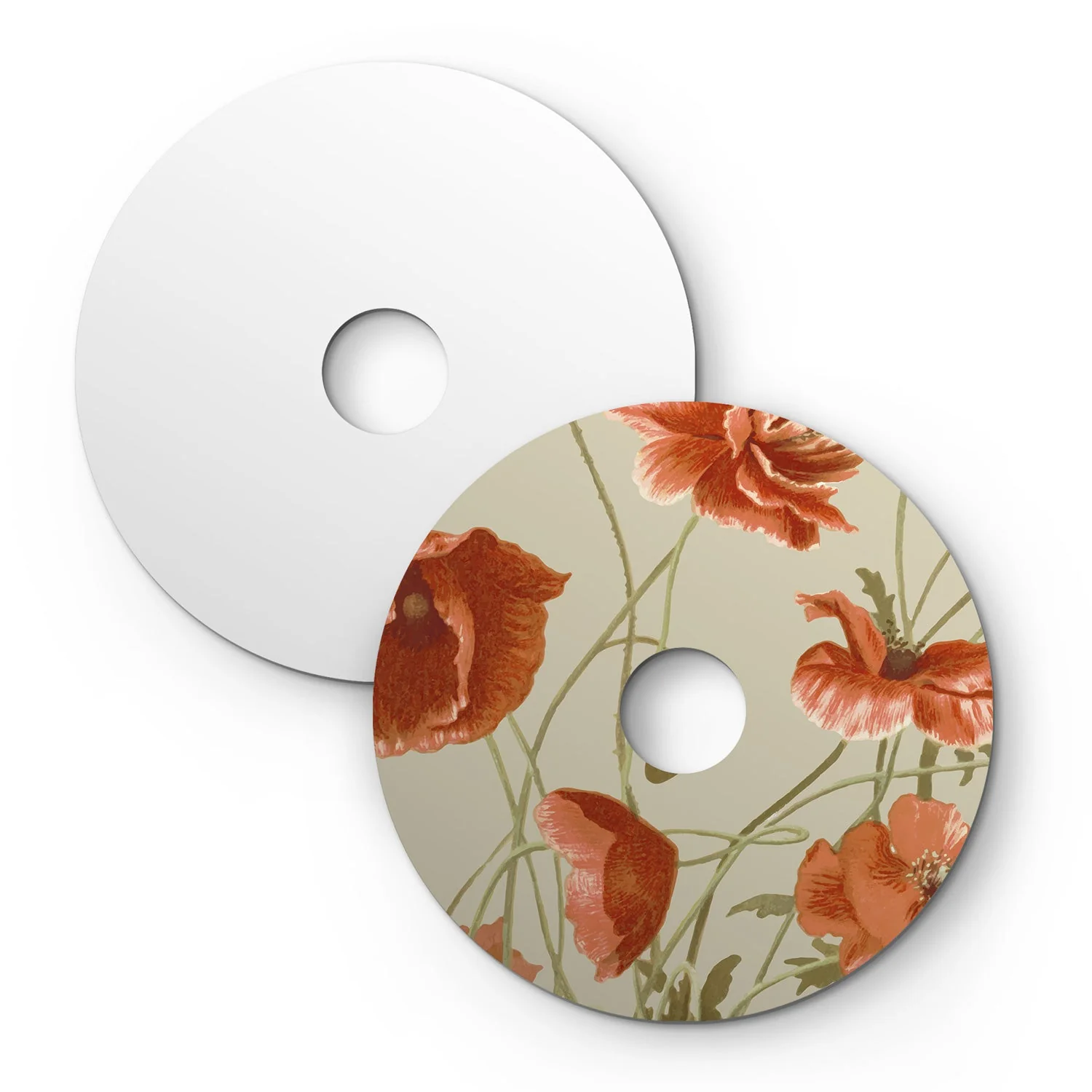 Mini flat Ellepì lampshade with floral designs 'Blossom Haven' Botanical Poppy, diameter 24 cm - Made in Italy