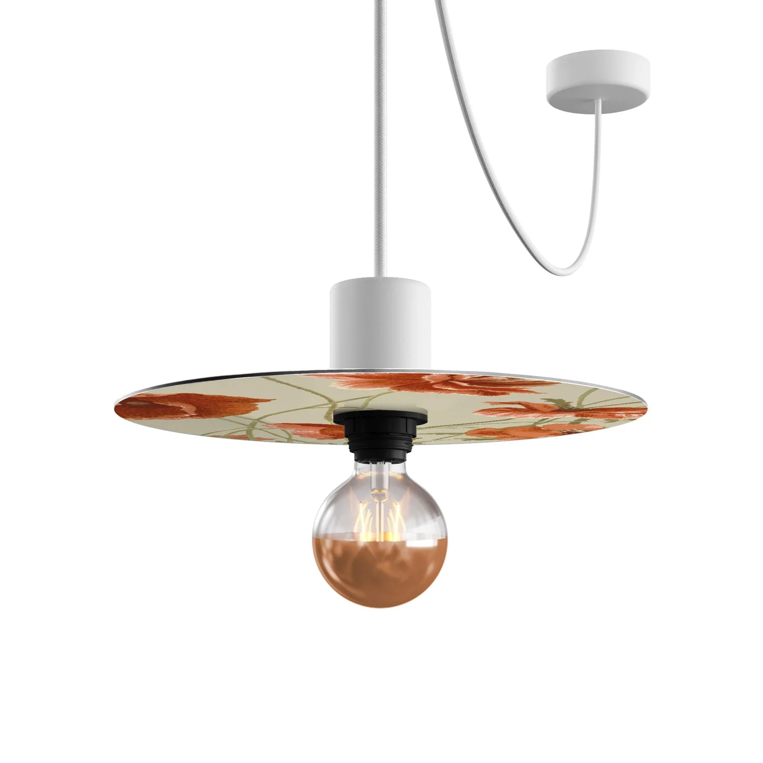 Mini flat Ellepì lampshade with floral designs 'Blossom Haven' Botanical Poppy, diameter 24 cm - Made in Italy - Image 4