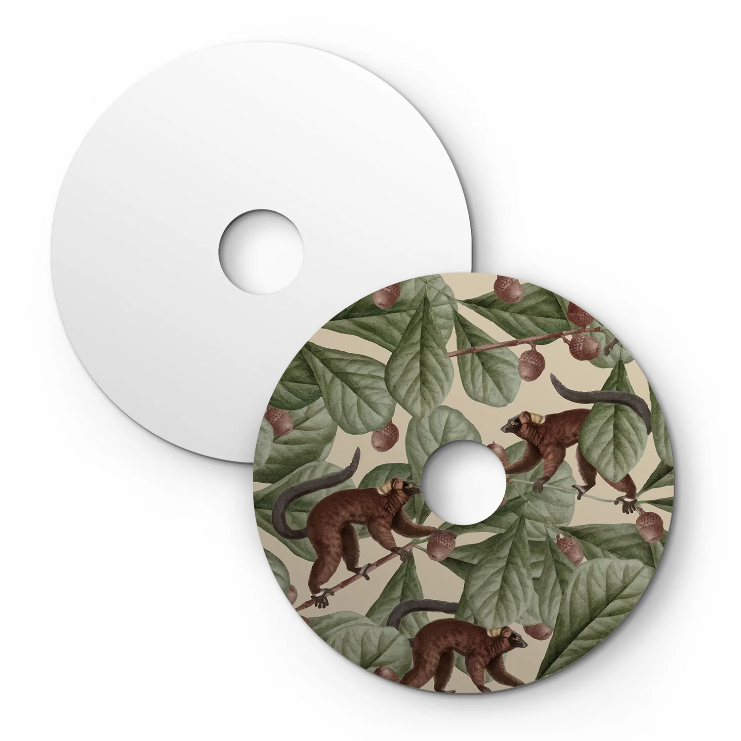 Mini flat Ellepì lampshade with 'Wildlife Whispers' jungle animals Lemur Animals, diameter 24 cm - Made in Italy