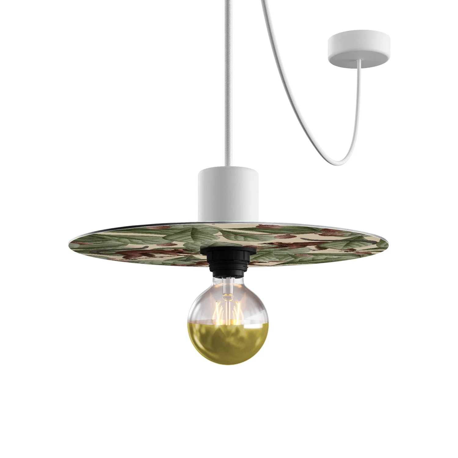 Mini flat Ellepì lampshade with 'Wildlife Whispers' jungle animals Lemur Animals, diameter 24 cm - Made in Italy - Image 4