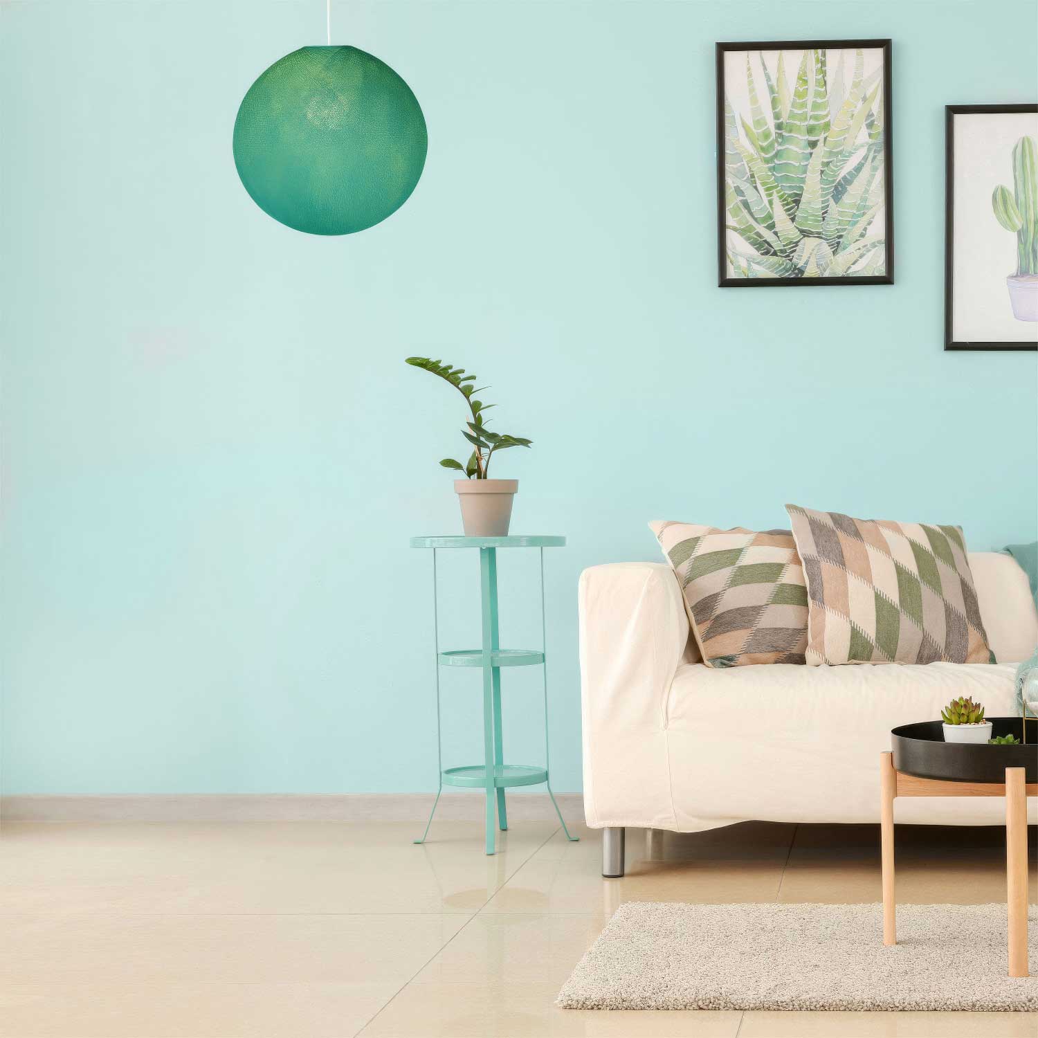 Sfera lampshade in 100% handmade thread - Turquoise polyester - Image 3