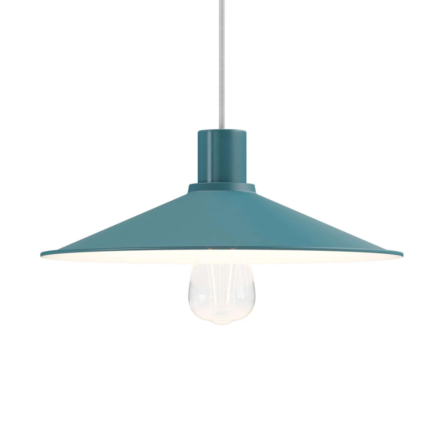 Swing lampshade in enamelled metal with E27 fitting - Petrol blue